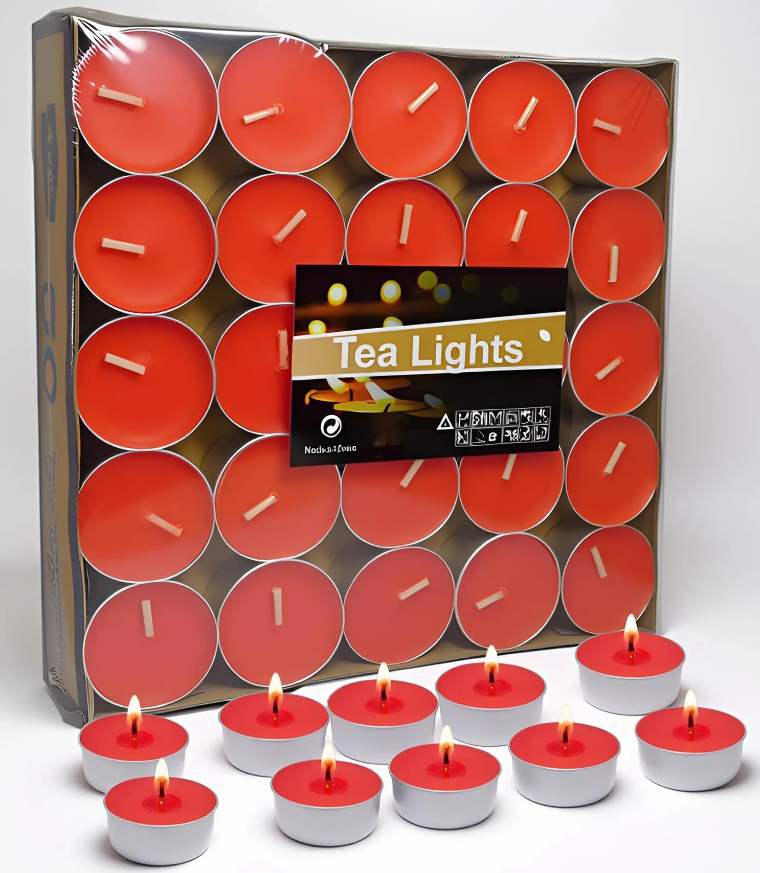 Artisoul® 50 Velas de Té Rojas, 4 Horas Ø 3.8 cm, Tea Lights Sin Aroma ni Humo para Decoración de Mesa, Navidad, Adviento, Bodas y San Valentín