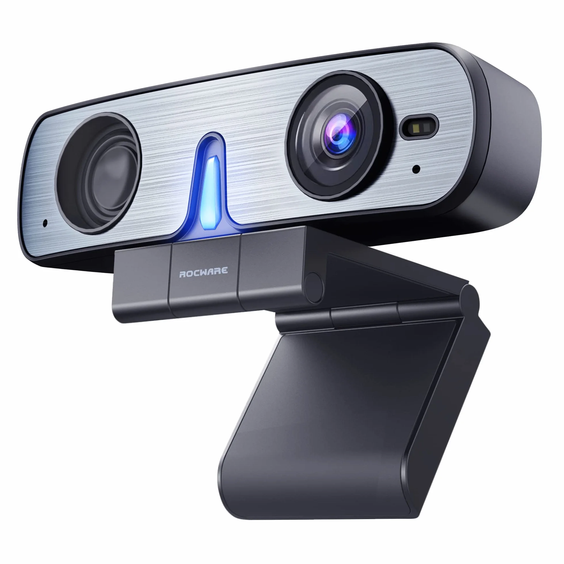 RC08 - Cámara web 2K con altavoz, cámara web para PC, cámara web HD con micrófono de reducción de ruido, altavoz Harman / 4X Eptz / cubierta de privacidad/enfoque automático 0.2S/iluminación