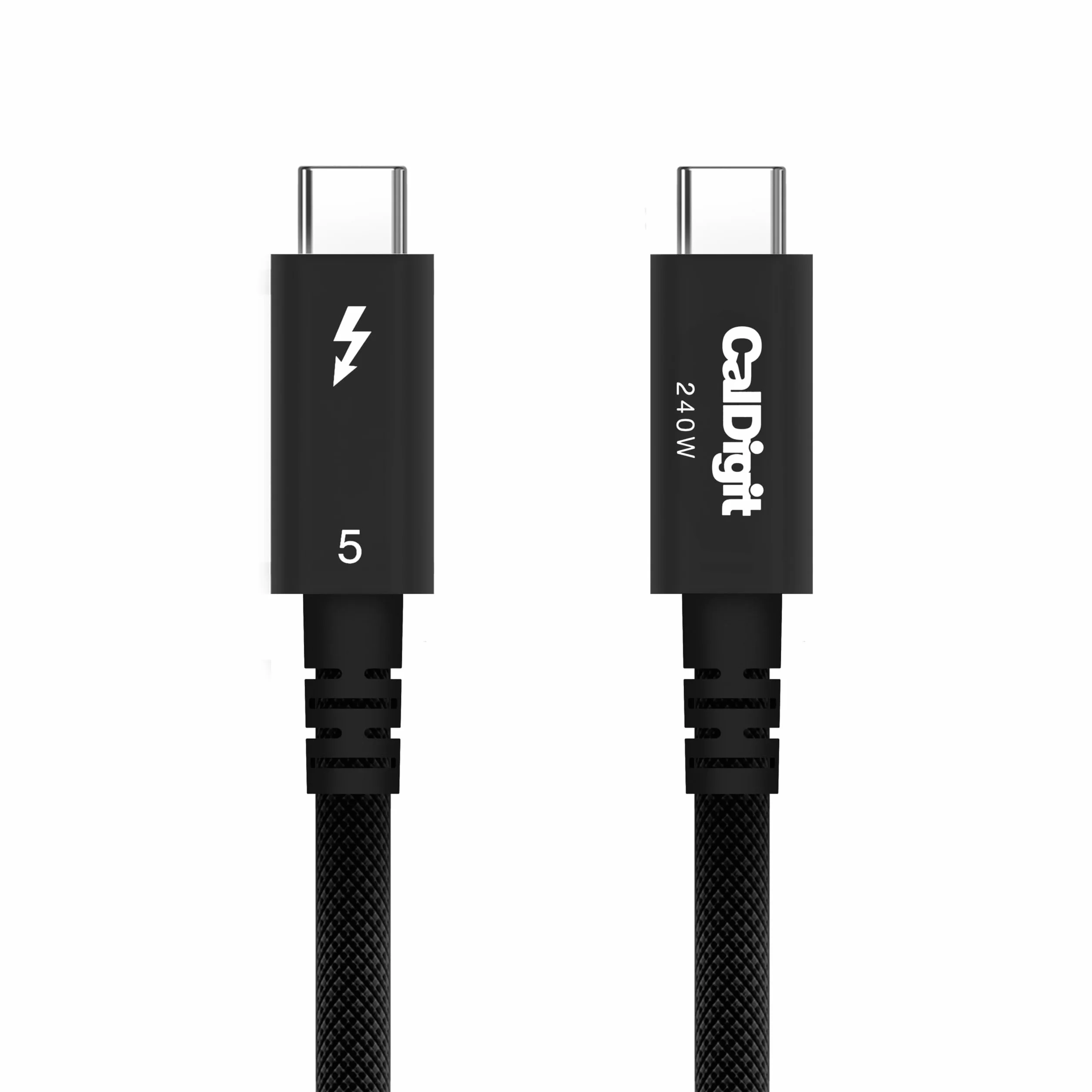 CalDigit Cable Thunderbolt 5 Pro Trenzado - 120 Gbps 240 W de entrega de energía, compatible con Thunderbolt 3, 4, USB4 tipo C, MacBook Pro, iMac, iPhone 17 Max, negro (0,5 m/1,64 pies/19,685")