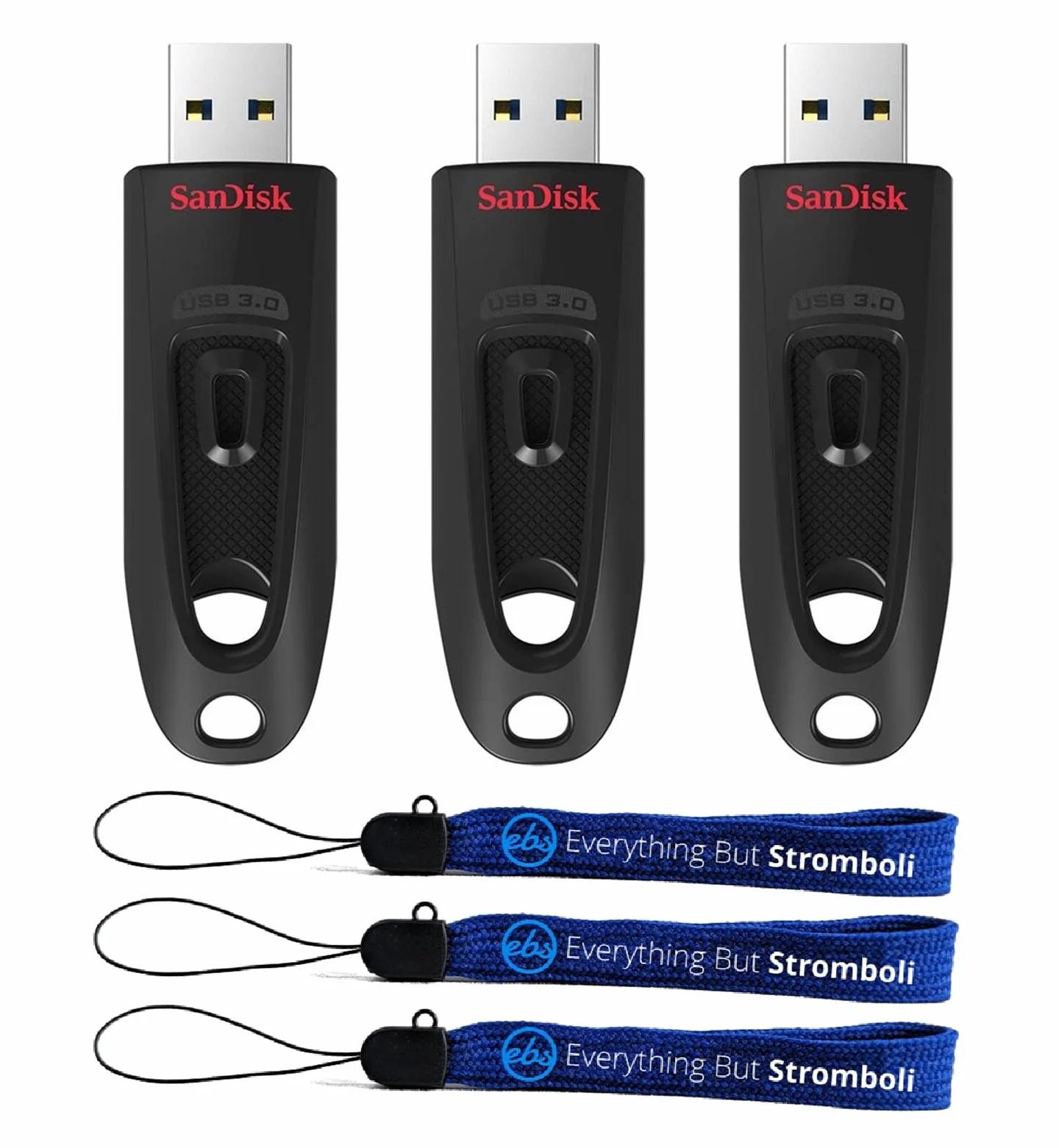 SanDisk SDCZ48-064G-U46 - Unidad flash ultra USB 3.0 de 64 GB con (3) cordones Everything But Stromboli