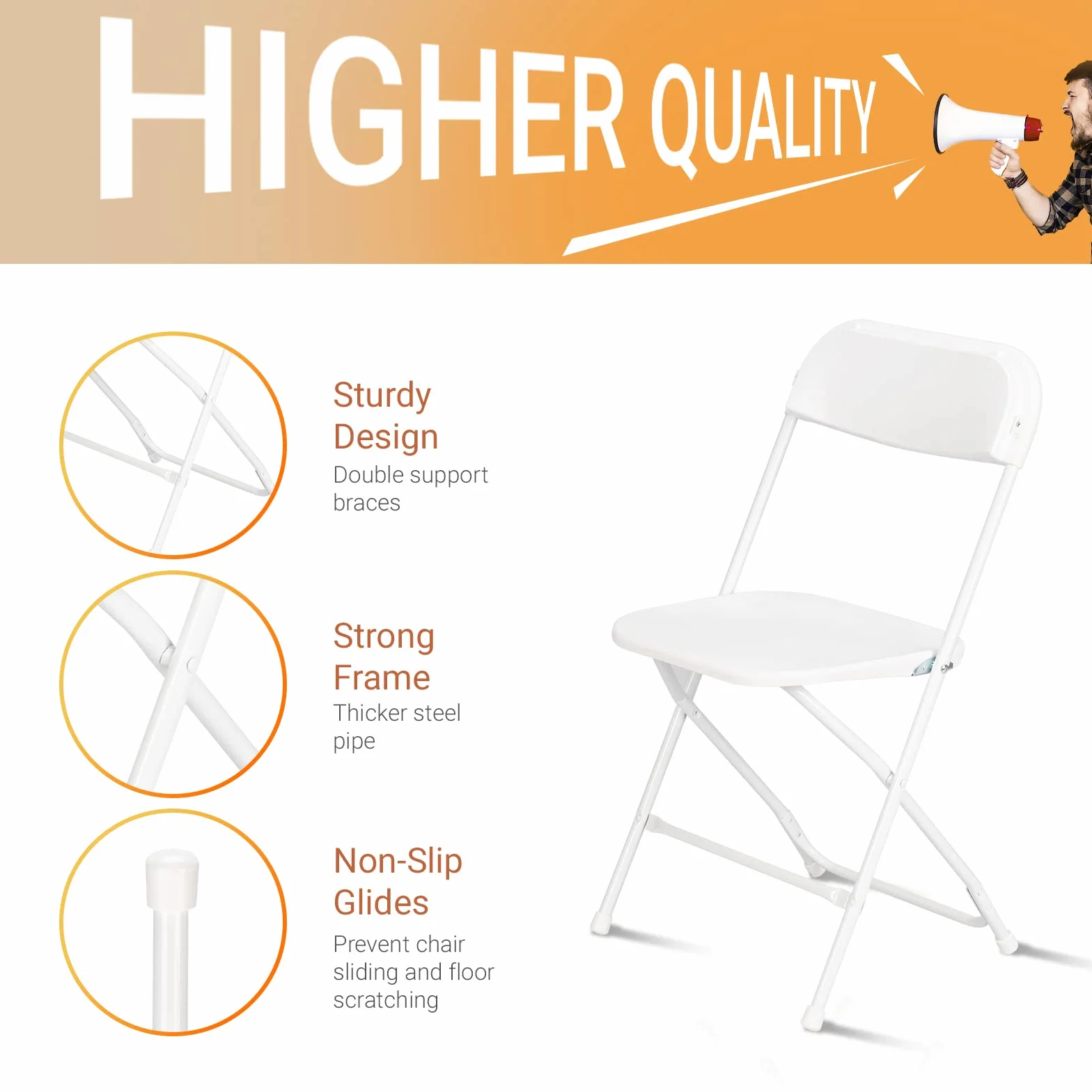 Bonnlo Set de 12 Sillas Plegables 47x47x75 cm Hasta 150 kg Blanco