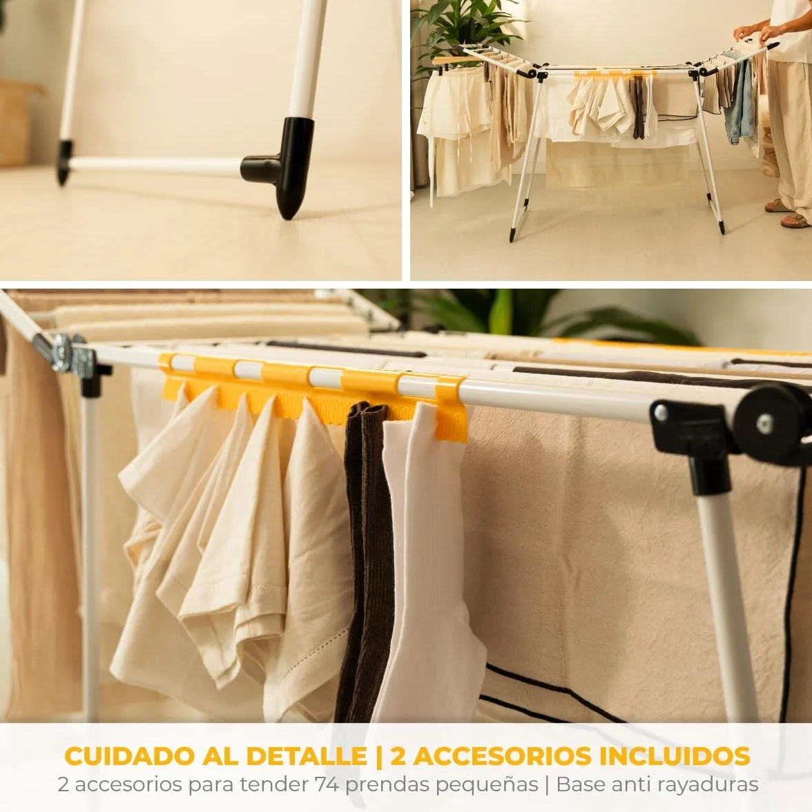Newlux Tendedero Plegable con Alas Bold V22 180x55x112 cm 26M de Secado 25Kg de Carga Blanco