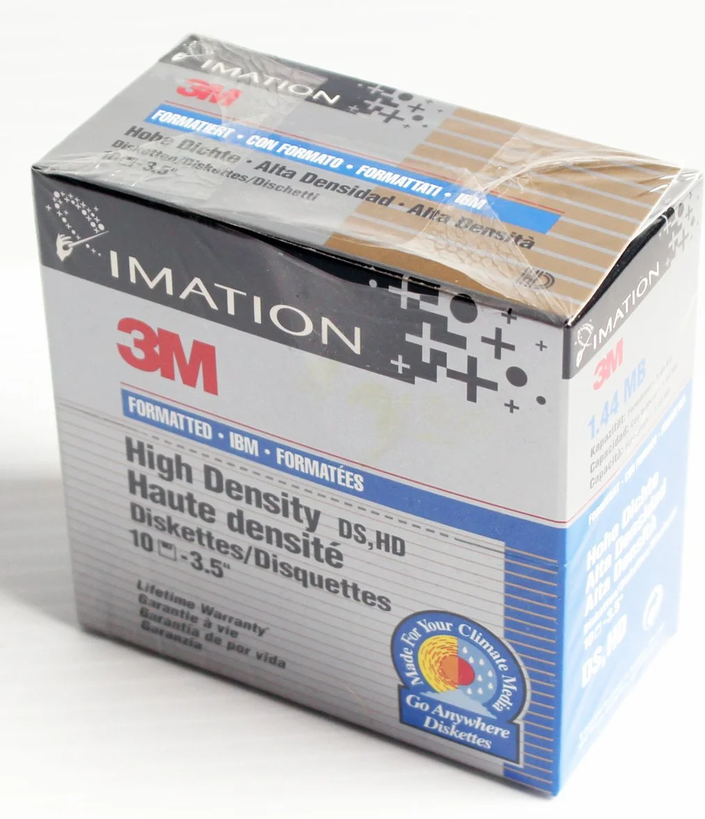 Caja de 10 disquetes de 8.9 cm 135 TPI 1.44 MB Dos formateados