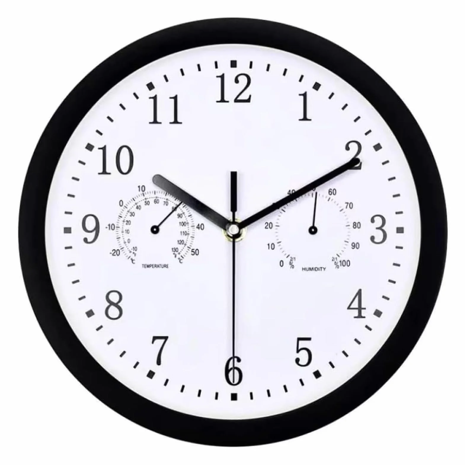 Reloj de pared exterior para exteriores, 25 x 25 cm, resistente a la intemperie, con termómetro e higrómetro, para terraza, balcón, jardín, decoración del hogar