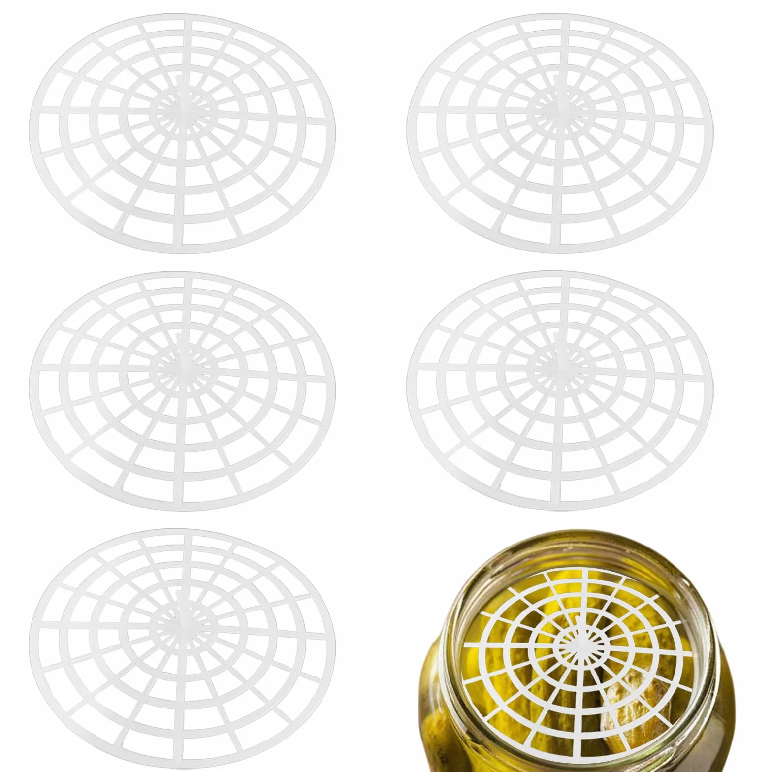 Juego de 5 rejillas de fermentación de plástico 120 mm diámetro, fermentación de verduras sin pesos