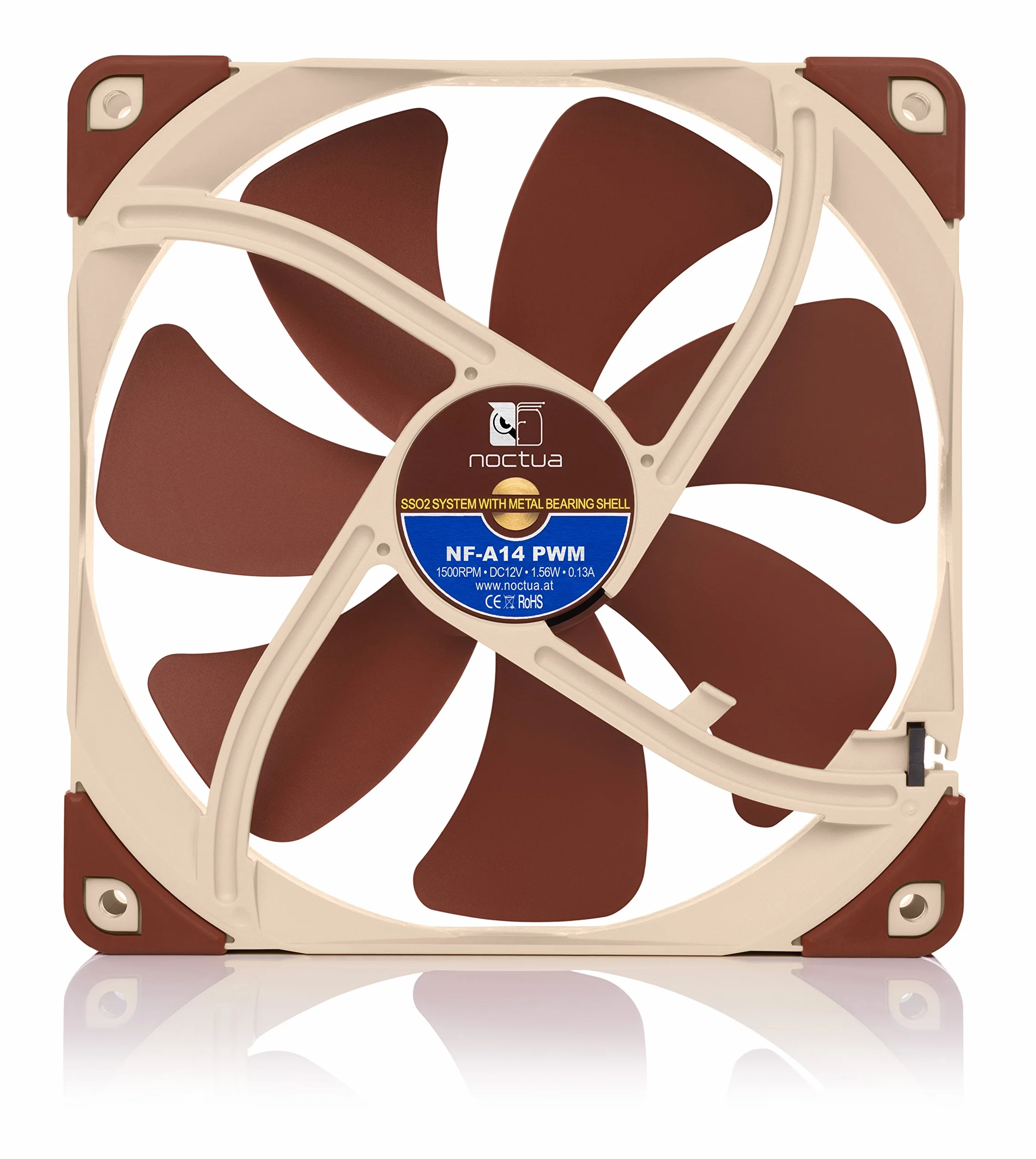 Noctua NF-A14 PWM, Ventilador Silencioso, 4 Pines (140 mm, Marrón)