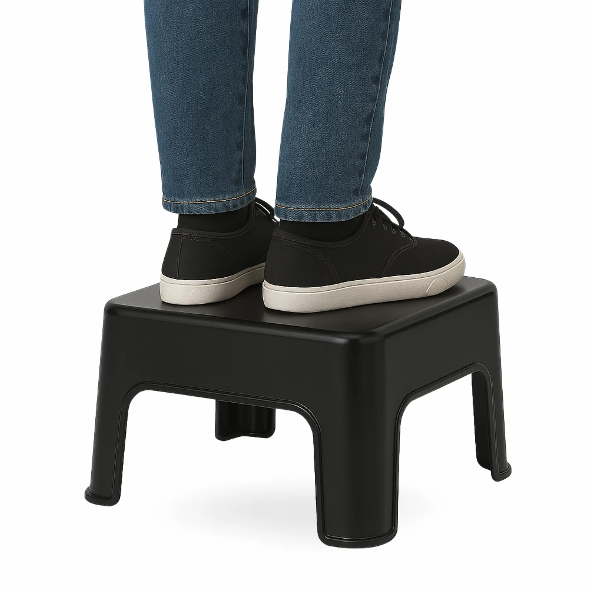 TECHZOCO Taburete de Plástico Apilable Multiusos, 150Kg, 28x35 cm, Negro