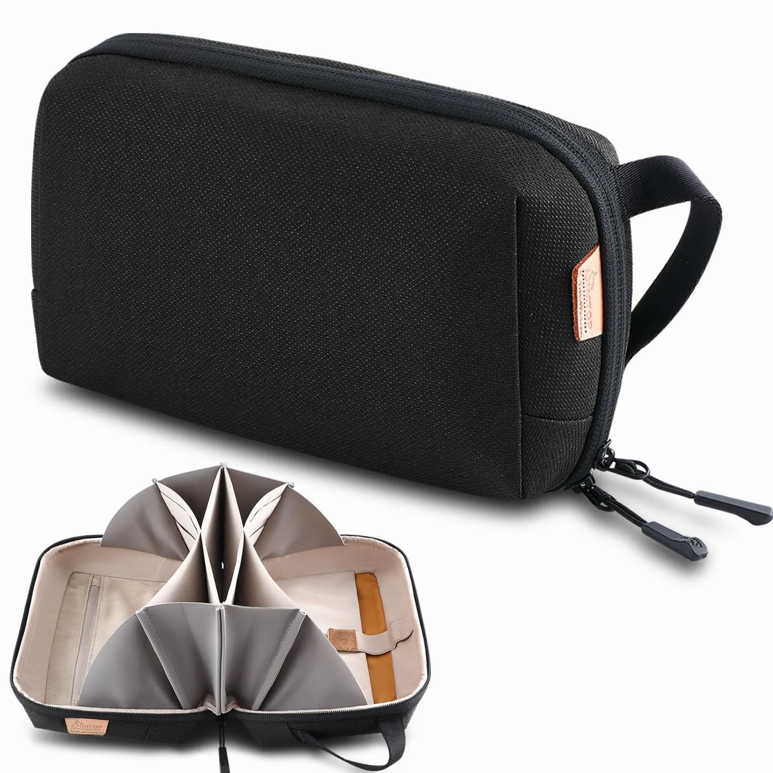 simtoper Organizador electrónico de viaje para cables, interruptor, tarjeta SD, pasaporte y más, máxima protección y portabilidad impermeable (negro)