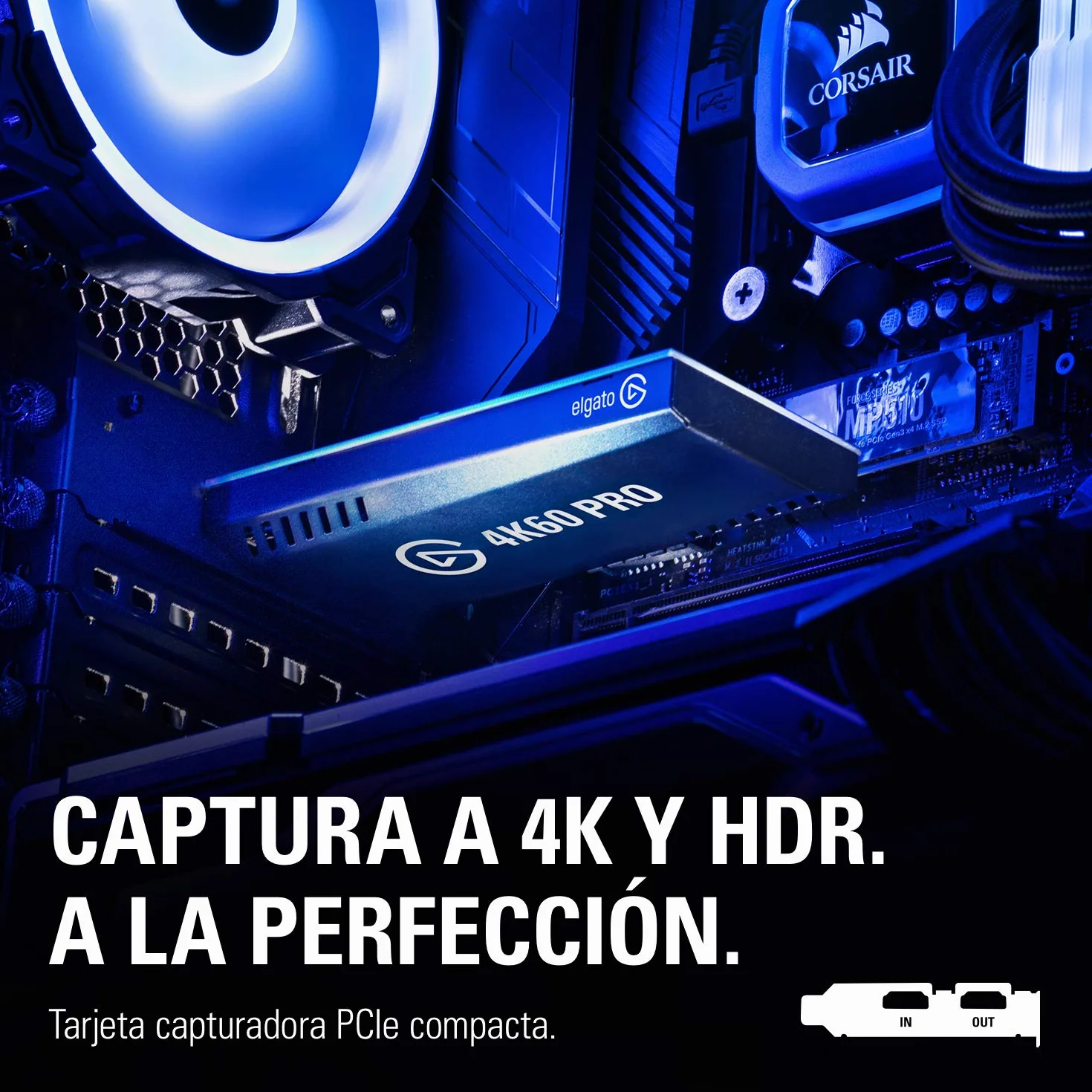 Corsair Game Capture 4K60 Pro MK.2 - Captura y traspaso de señal a 4K 60FPS HDR Captura, PCI x4 (Interno), Tecnología Visualización Instantánea de latencia ultrabaja