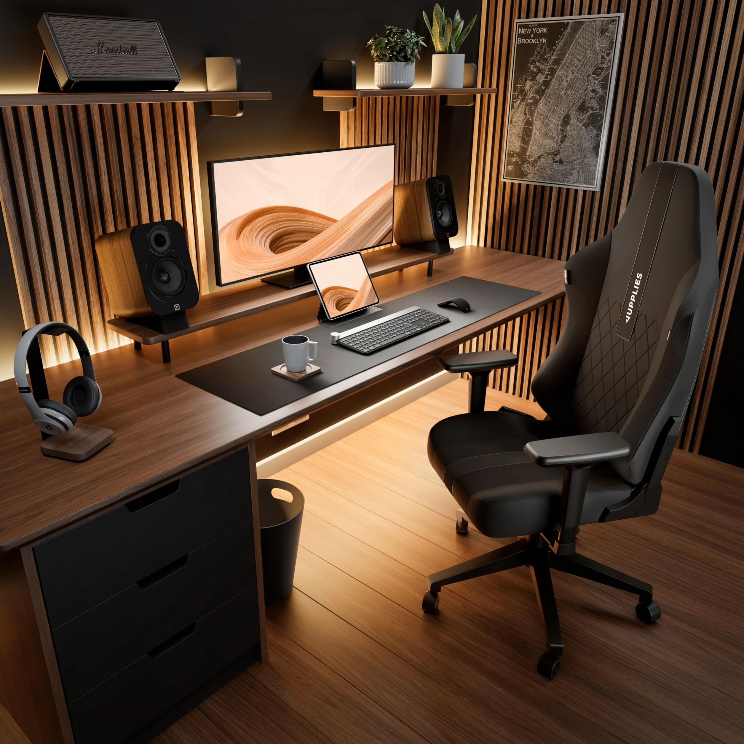 Silla Gaming Premium Ergonómica Reclinable 160° Cojín Viscoelástico Reposabrazos 4D Base Hierro Reforzada Negra