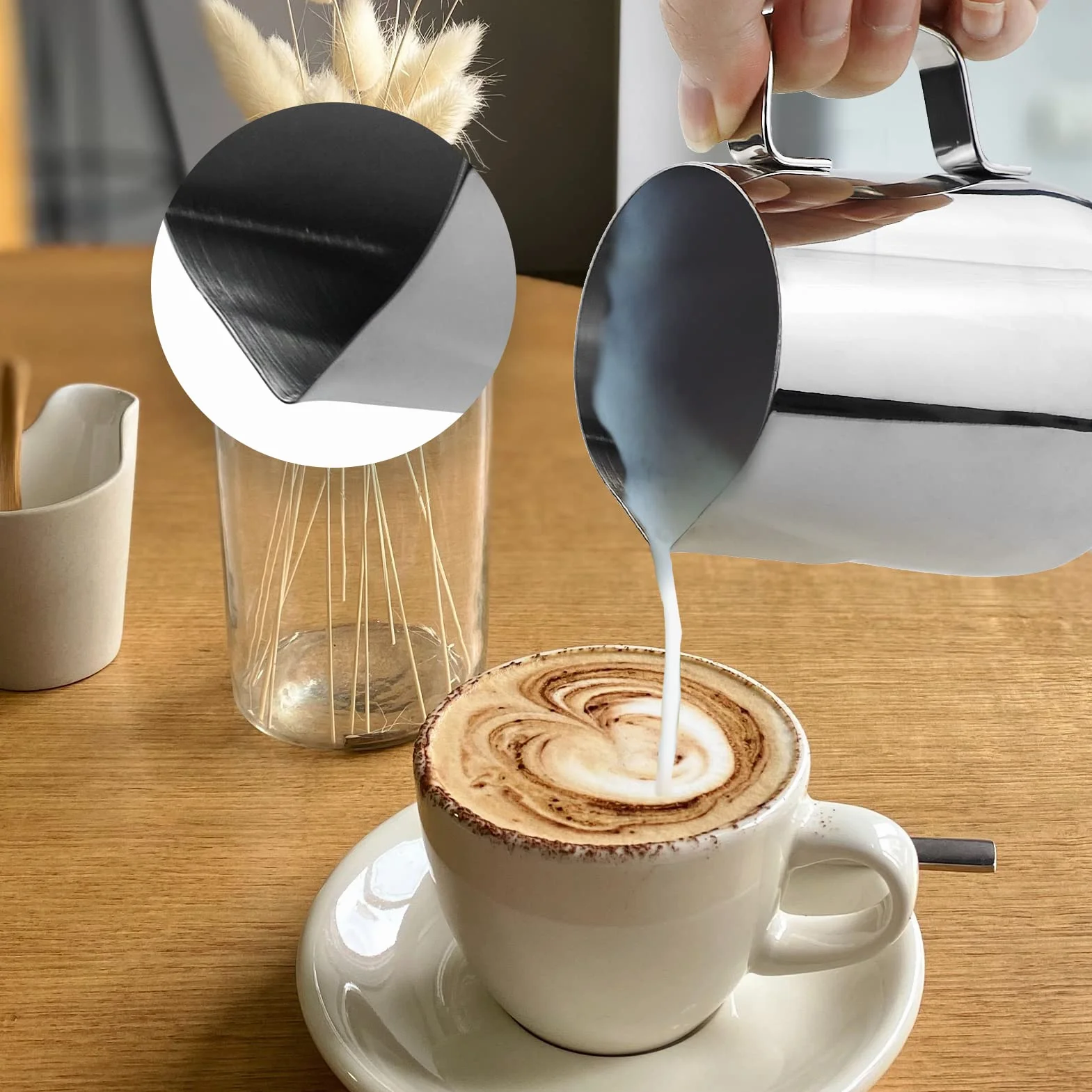 Jarra acero inoxidable 350 ml Barista Espumador Leche Café capuchino