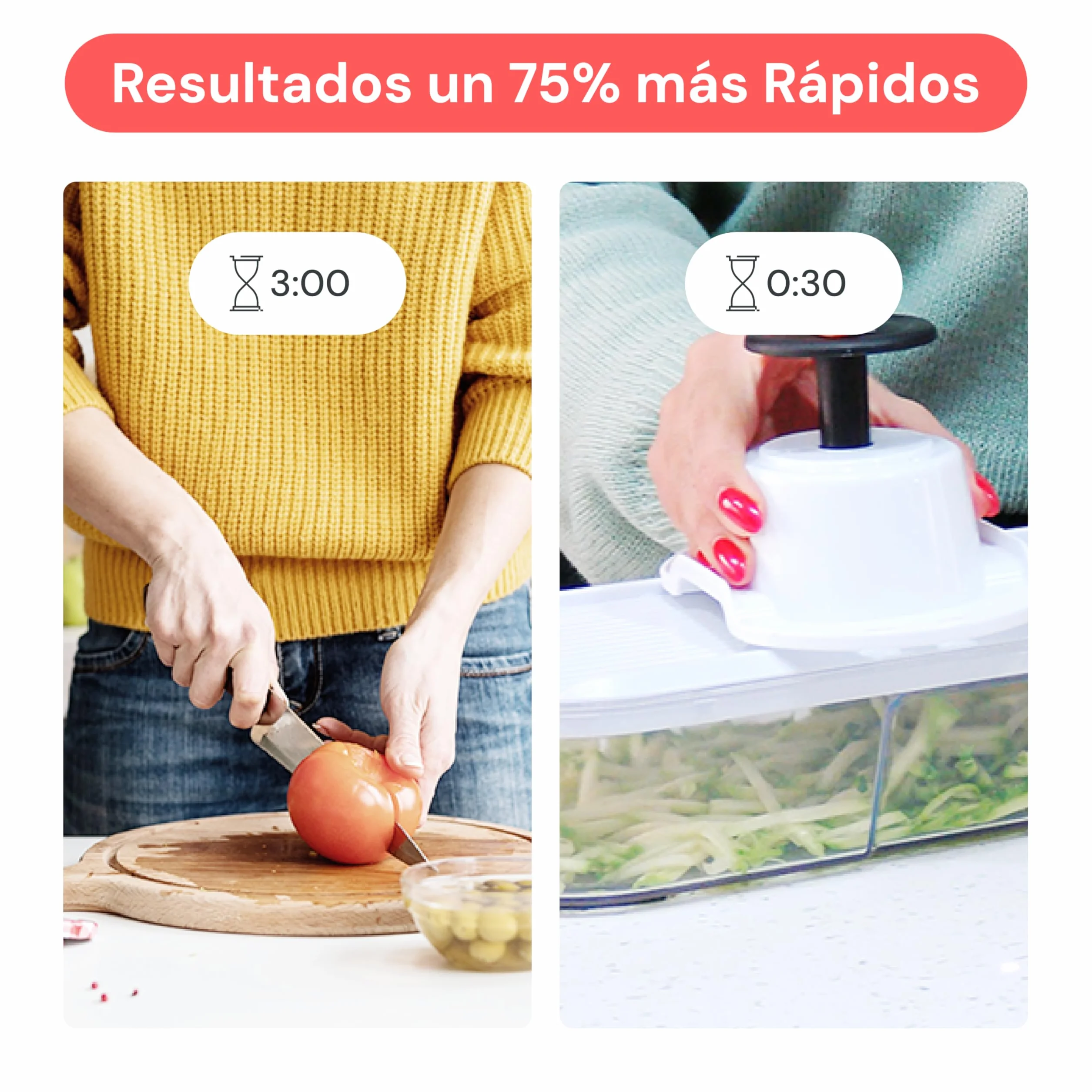 Fullstar Cortador de Verdura Mandolina Profesional 6-en-1 Blanco - Rallador Picadora Manual para Cebolla Pepino Patatas Queso