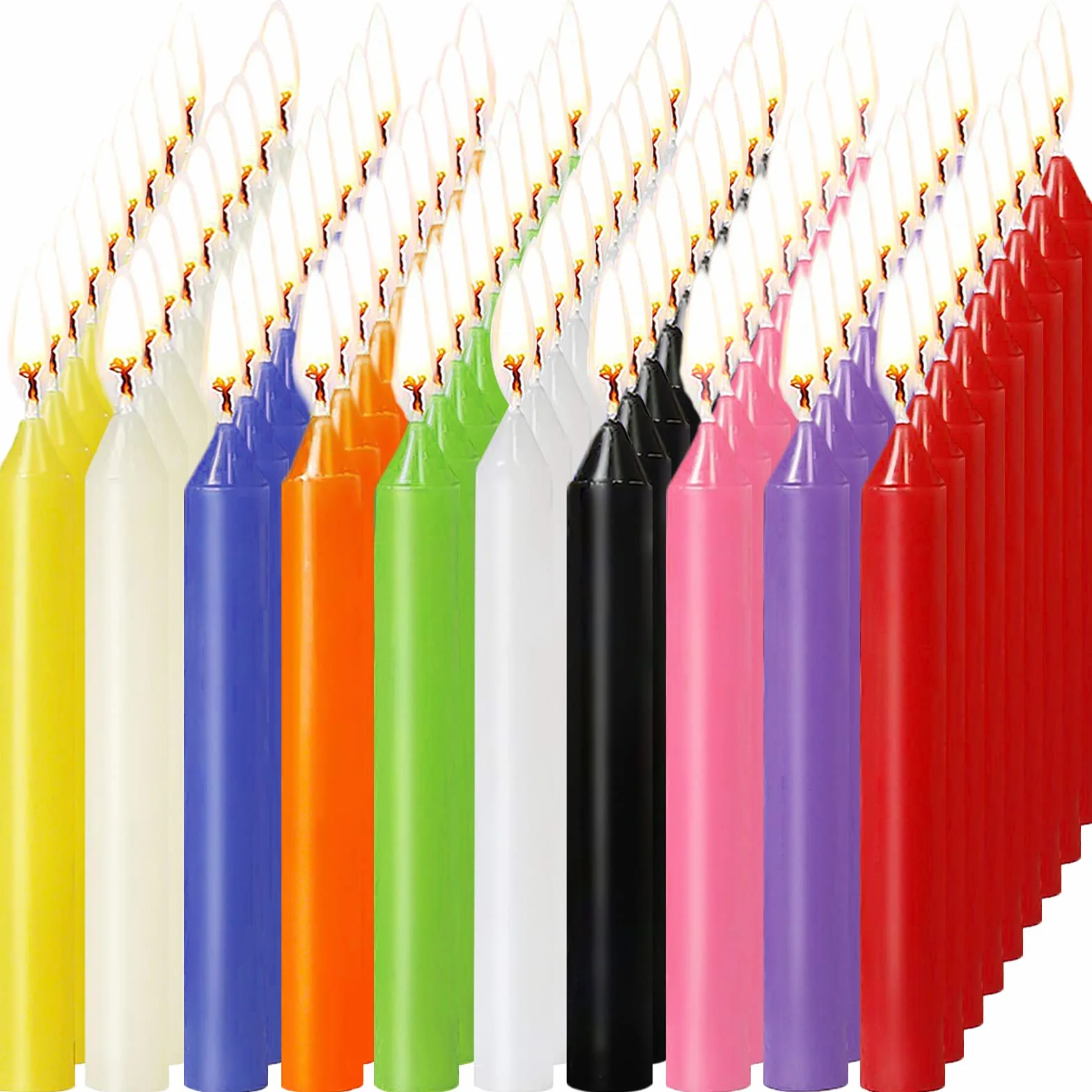 Velas sin Goteo de 100 Piezas, Colores Surtidos, Cera de Soja Natural, 4 Pulgadas, para Magia y Rituales