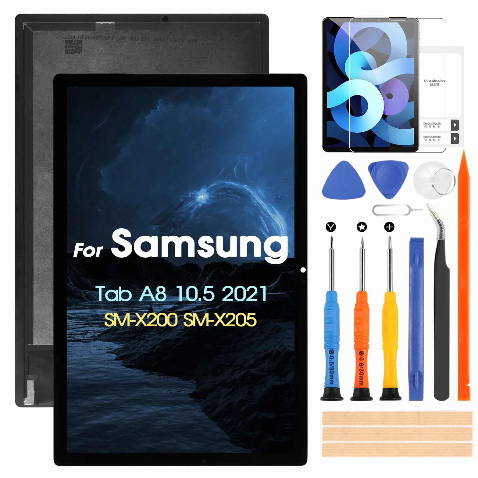 Pantalla LCD para Samsung Tab A8 2021, repuesto para Galaxy Tab A8 2021 SM-X200 SM-X205 10,5 pulgadas LCD pantalla táctil digitalizador montaje con kit de reparación