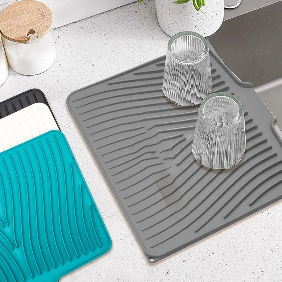Alfombrilla de silicona para secar platos antideslizante resistente al calor 50 x 43 x 2 cm