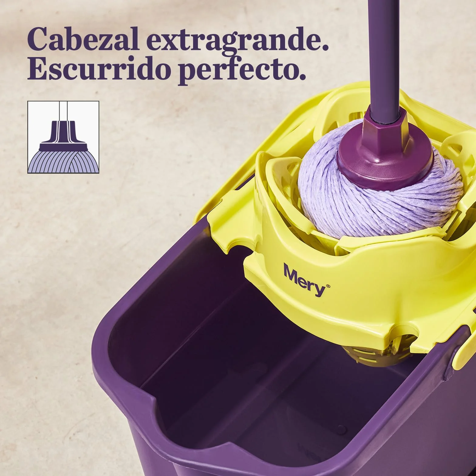Fregona Microfibra Super Absorbente Cabezal Extragrande No Deja Rastro Fabricada en Cruz Mayor Durabilidad Rosca Universal Lila 22 cm
