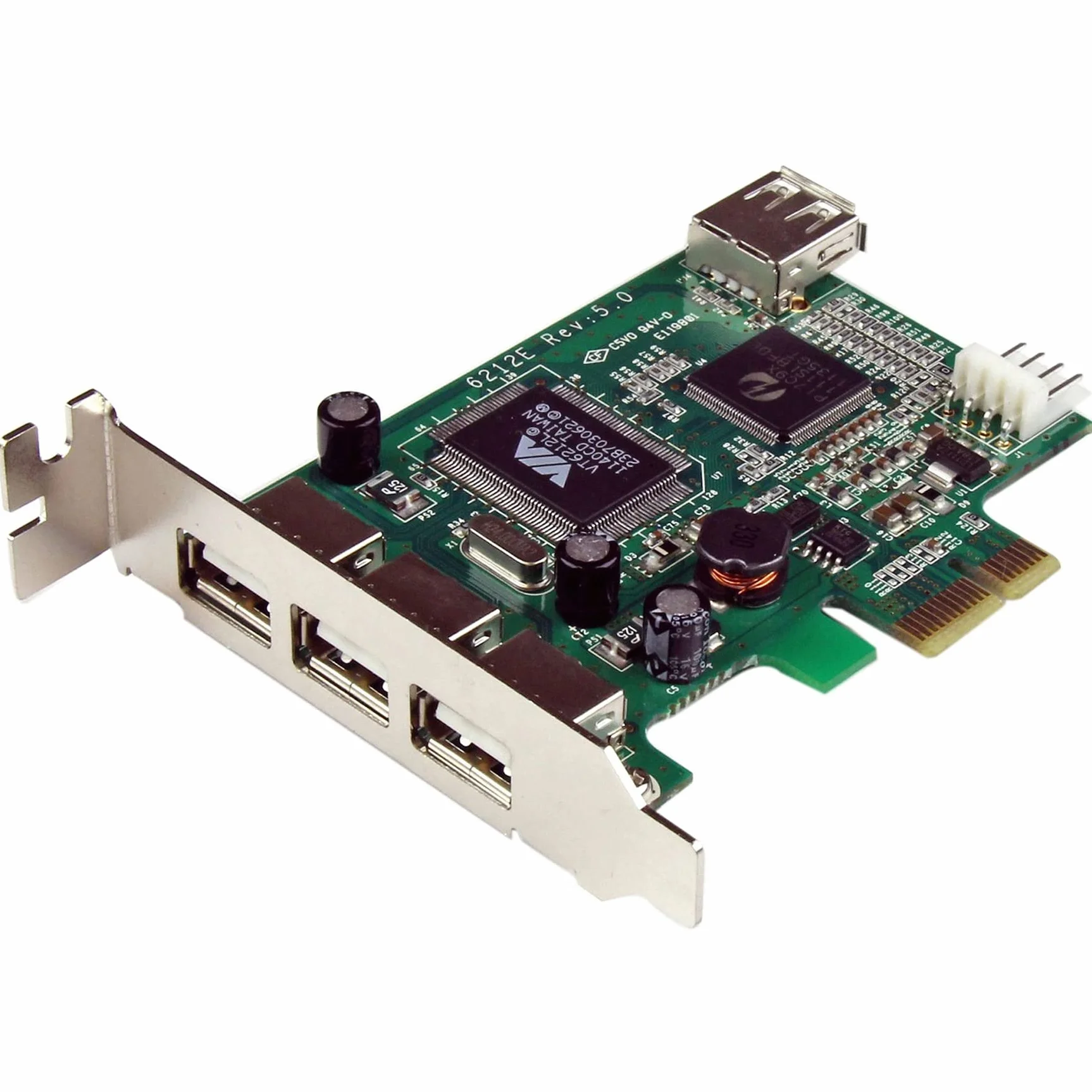 StarTech.com Adaptador Tarjeta PCI Express Perfil Bajo PCI-e USB 2.0 de Alta Velocidad 3 Puertos Externos y 1 Interno - 4x USB A Hembra