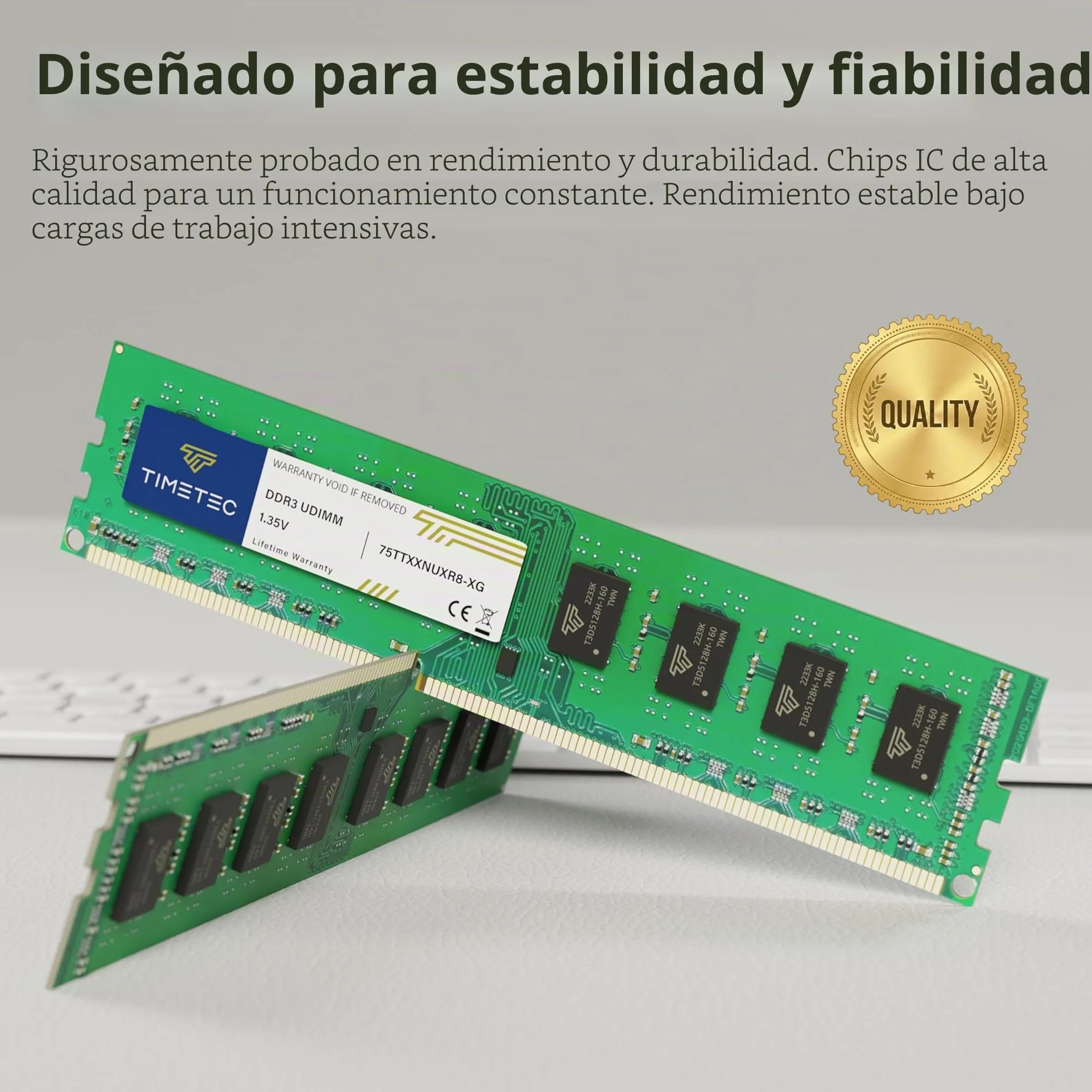 Timetec 8 GB DDR3 1333 MHz PC3-10600 sin ECC sin búfer 1.5 V CL9 2Rx8 Dual Rank 240 Pin UDIMM Módulo RAM de Memoria de computadora Actualización