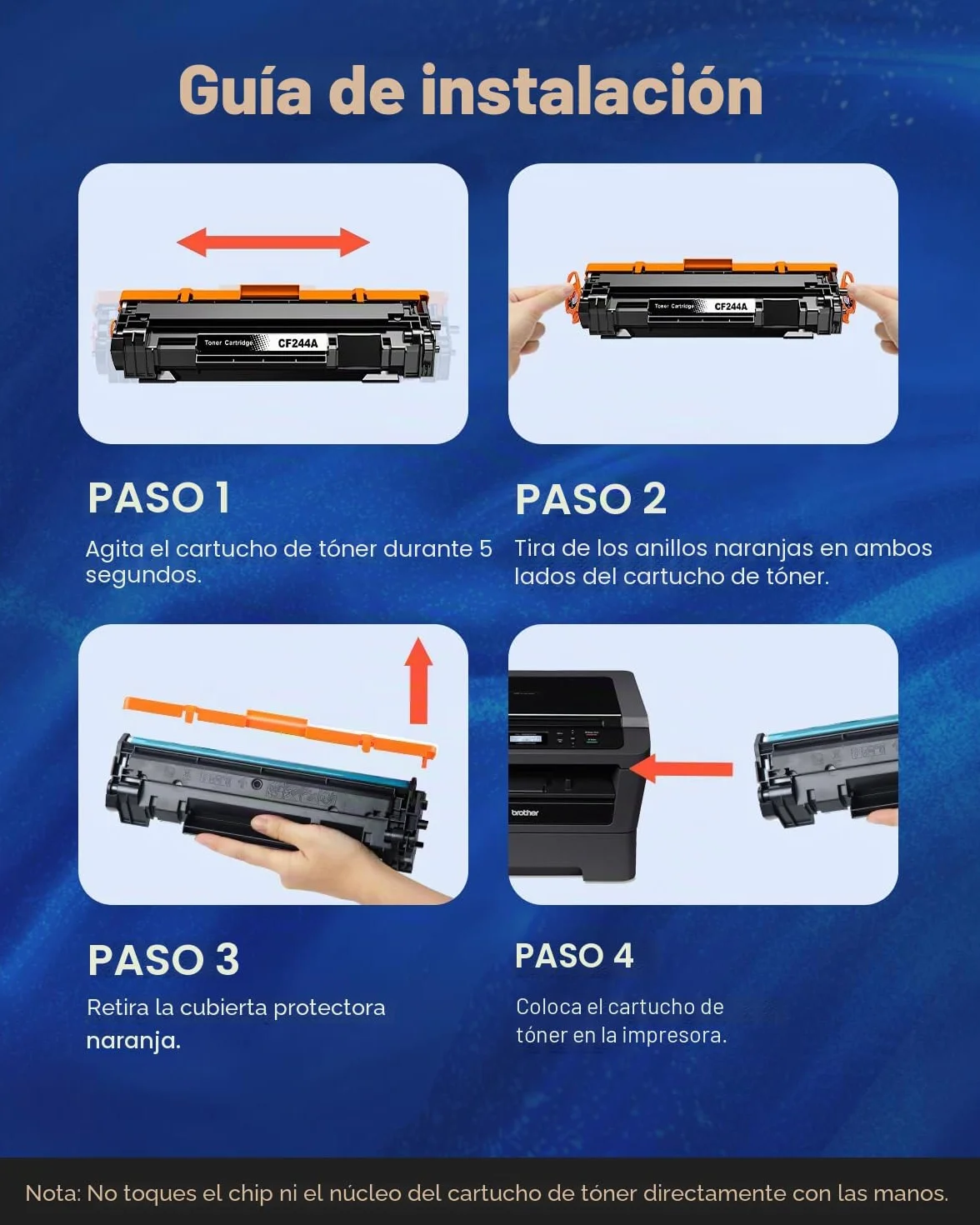 CF244A 44A Cartuchos de Tóner Compatibles para HP 44A CF244A Tóner para HP LaserJet Pro M15a M15w, MFP M28a M28w Impresora (2 Negro)
