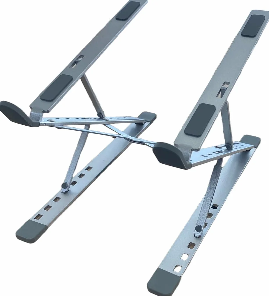 Soporte Portátil de Mesa. Laptop Stand. Doble Altura. 9+7 Ángulos Ajustables. Aluminio de Calidad. Ventila y disipa el Calor. Macbook, Macbook Air, iPad iTablets 10-17”. Plegable.