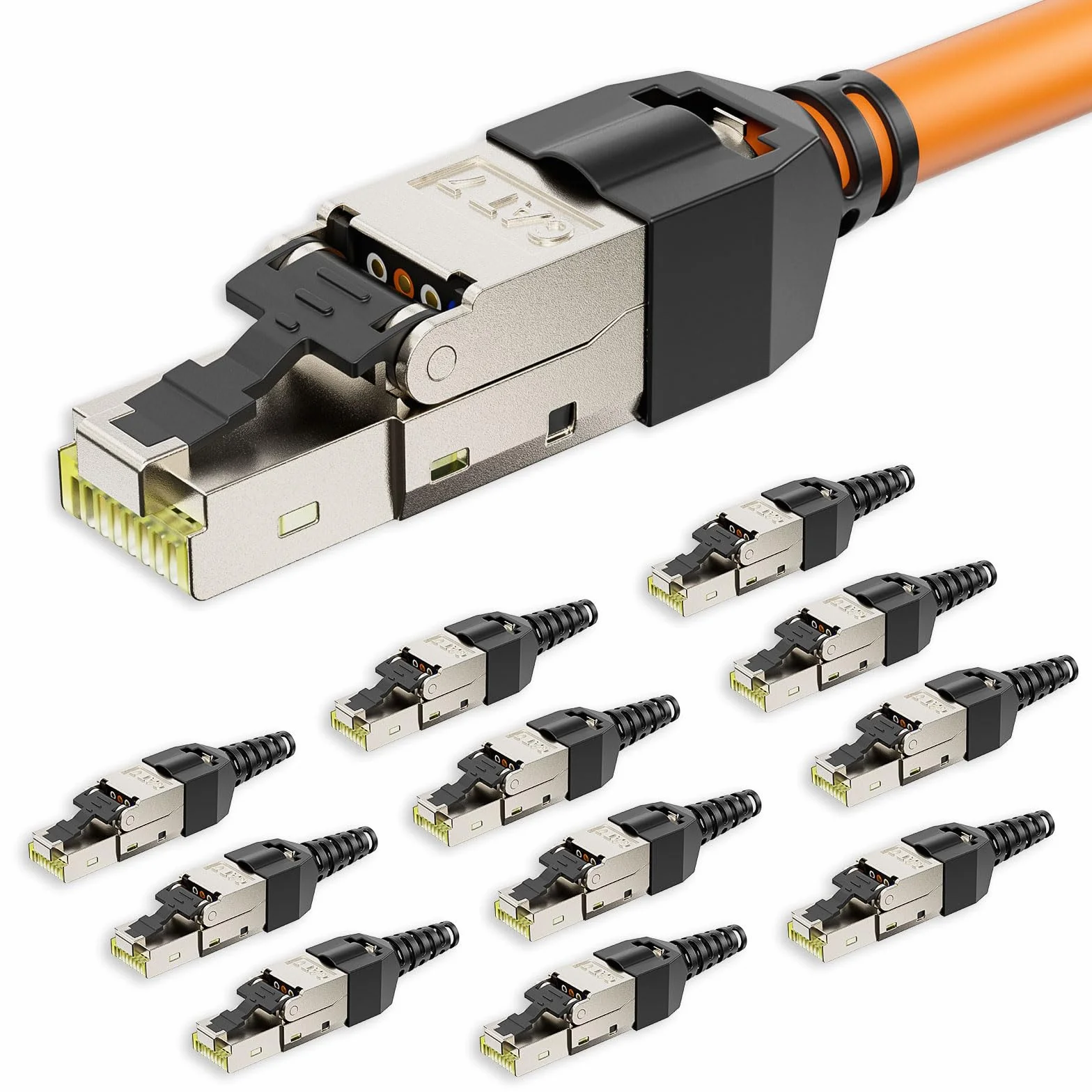 iwillink Conector RJ45, conector de red CAT7, conector LAN, cable de instalación Ethernet, 10 Gbps, sin herramientas, abrazadera de corte LSA premium para cable de red CAT6 CAT6a CAT7 con soporte PoE