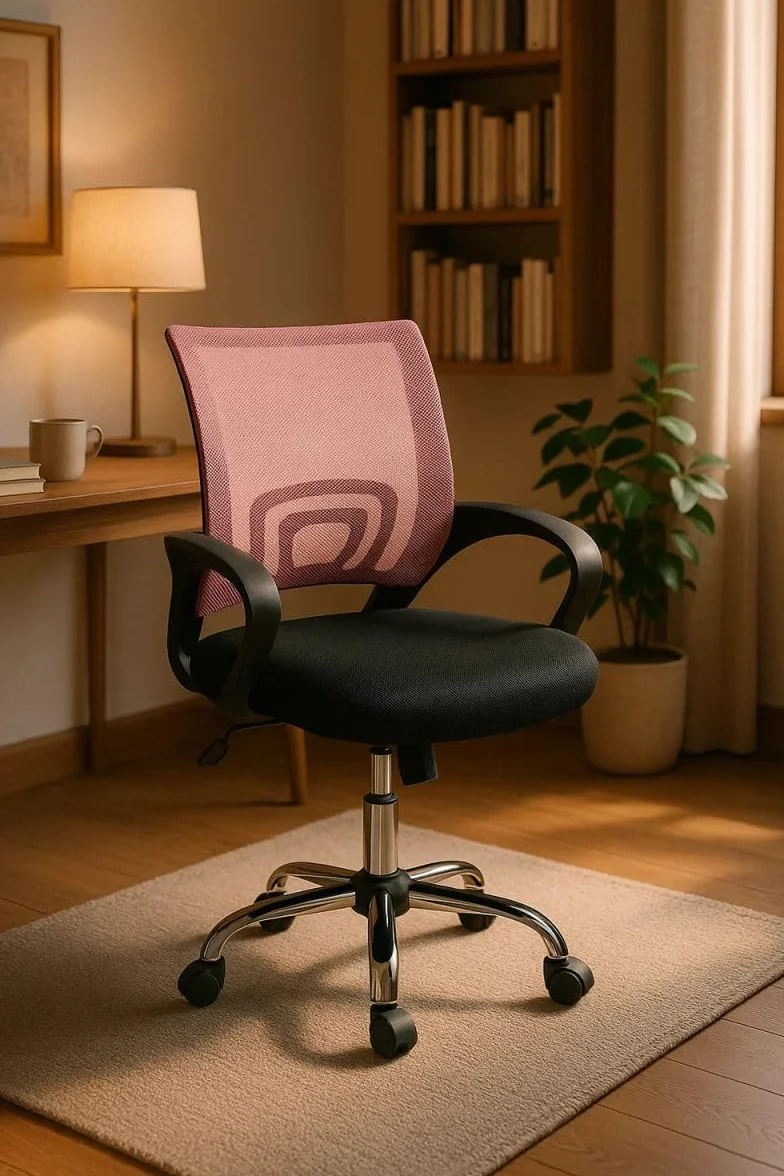 Silla de Oficina Rosa y Negra Midi Pro - Máxima Ergonomía