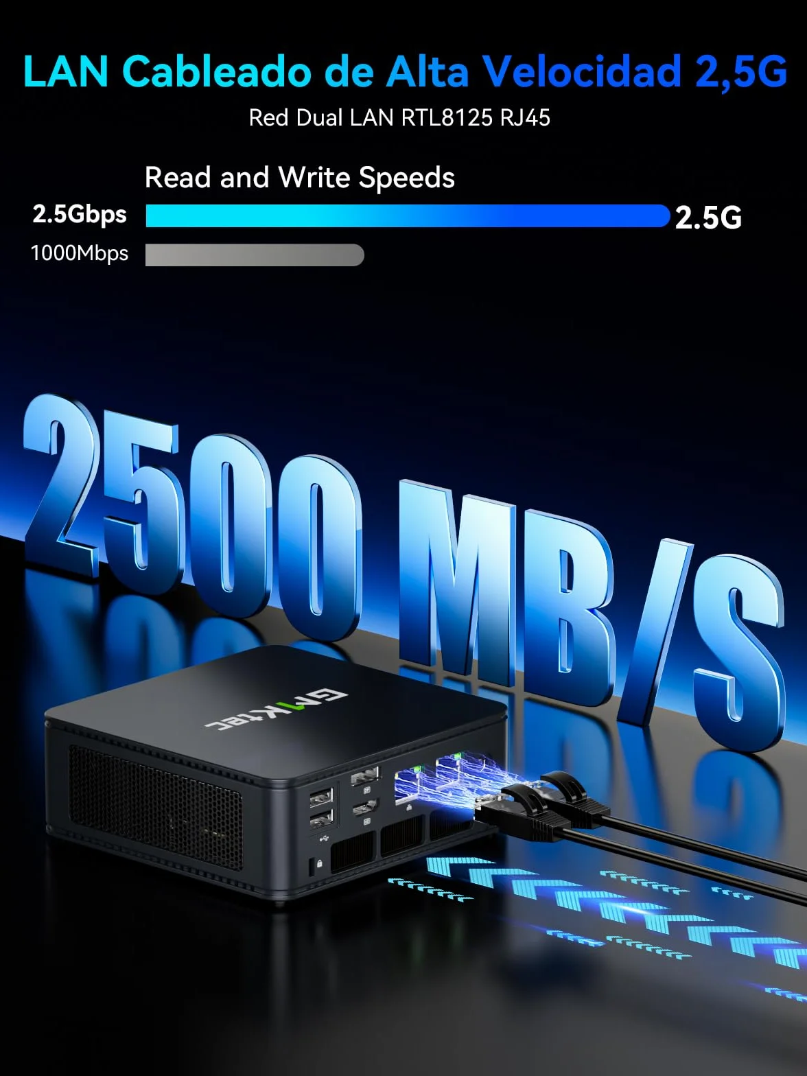 GMKtec AMD Ryzen 7 Mini PC W-11 Pro 7730U M5 Ultra Dual LAN 2.5G 32GB DDR4 RAM 1TB PCIe-SSD WiFi 6