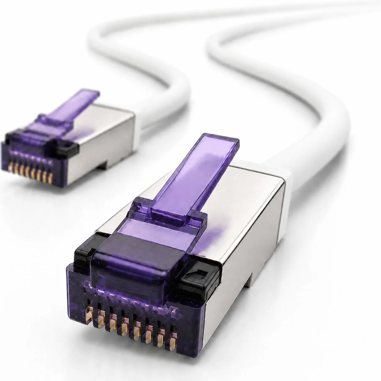 1aTTack.de - 50 m - Cable de red RJ45 CAT6a Superflex Ethernet Gigabit LAN RJ45 CAT6 A cable de conexión 10000 Mbit s SFTP PIMF 500 MHz compatible con CAT6 CAT5 - Blanco - 1 pieza
