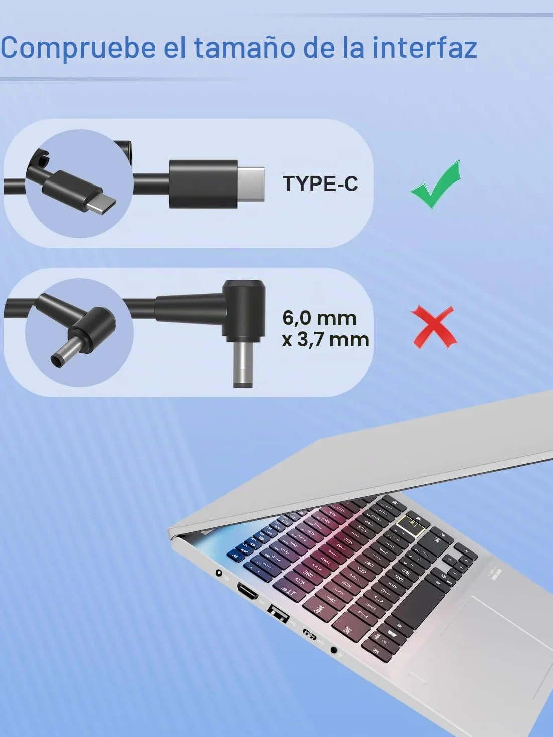 USB C 100W 12V Cargador Compatible con Automóvil Lenovo/HP/DELL/Acer/ASUS/MacBook/Samsung/MSI/LG Surface Pro 11 10 9 8 7+ Google Chromebook Laptop iPad ROG Ally Legion Go Otros Dispositivos