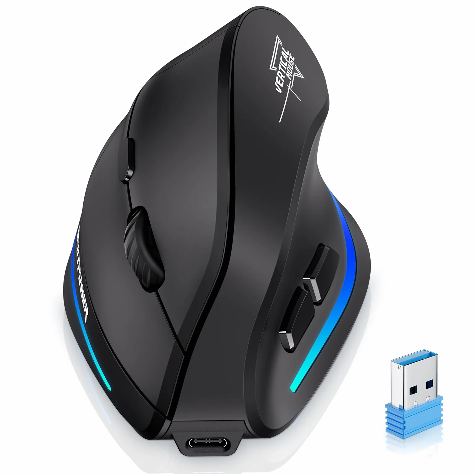 Ratón Inalámbrico Portátil, Ratón Vertical, Diseño Ergonómico, 2.4 G Óptico, 3 Niveles Ajustables dpi, 6 Botones- Protege el Brazo2 (F35)