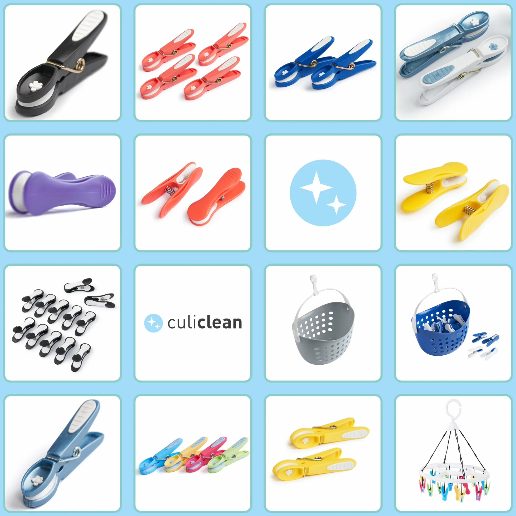 Culiclean Pinzas Ropa Fuertes 48 Pinzas Plástico Resistente BPA-Free Fabricado en Francia