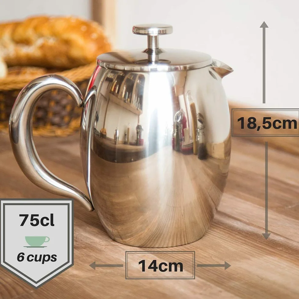 VeoHome Cafetera de émbolo Grande 0,75Litro cubierta doble