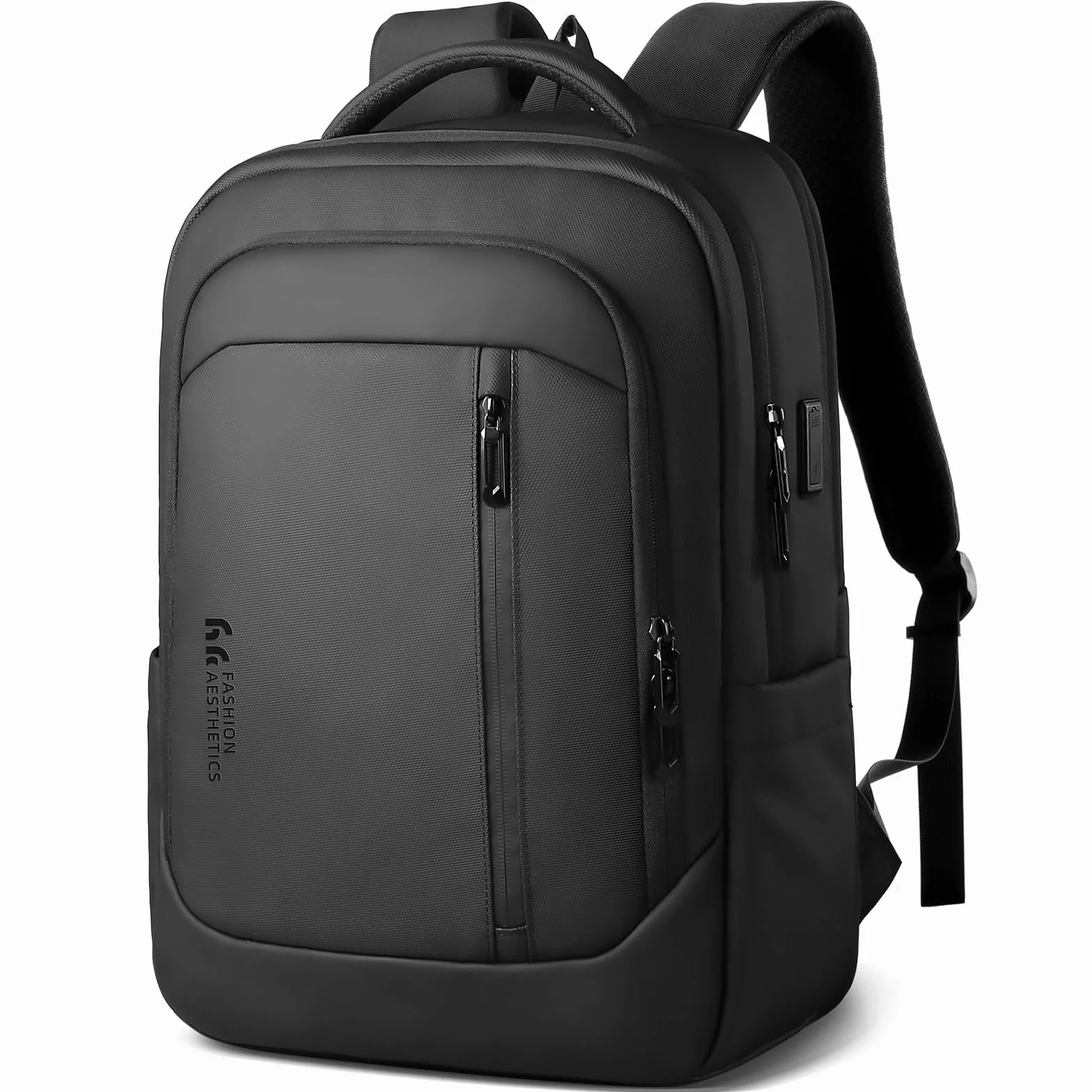 hk Mochila Portátil 16 Pulgadas Hombre Mujer, Mochila Impermeable 25L con Puerto USB, Mochila Antirrobo para Trabajo Universidad Viaje, Backpack Casual Gran Capacidad para Laptop y Tablet-Negro