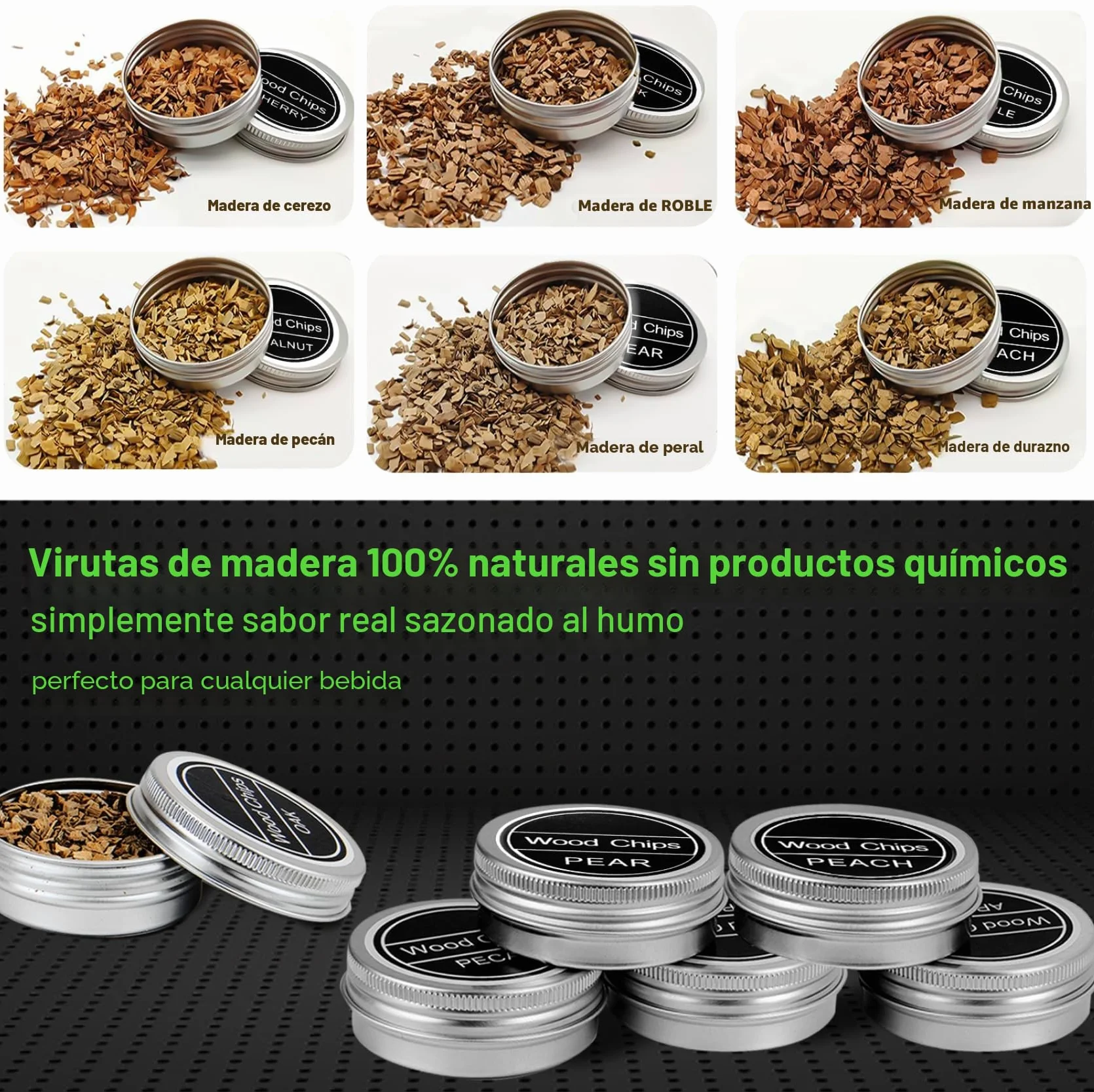 Ahumador de Cócteles con Soplete, Kit de Ahumador de Bebidas con 6 Sabores de Astillas de Madera y 4 Piedras para Whisky
