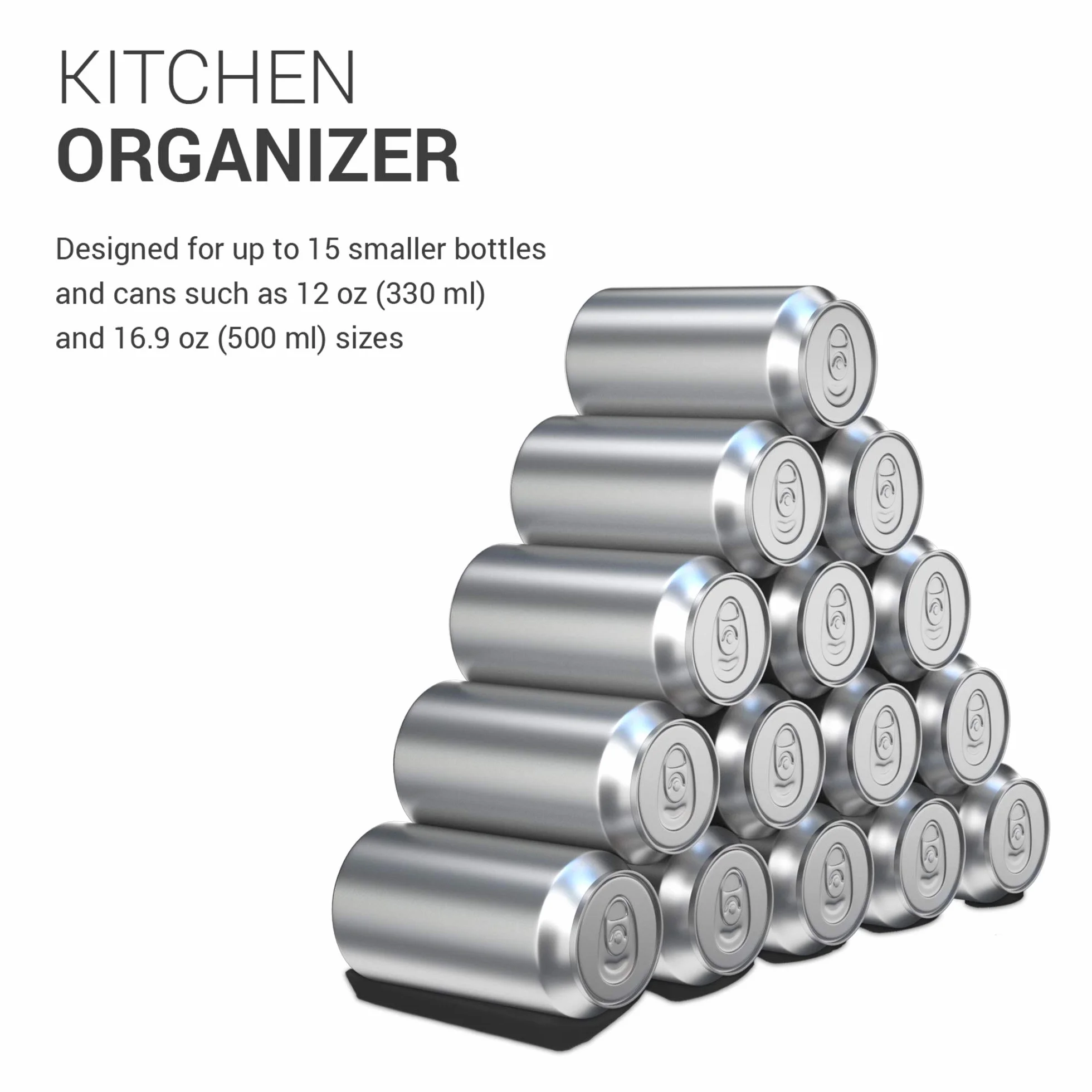 kwmobile Botellero Estante para Almacenamiento de Botellas en Nevera - Apilador de Latas de Silicona Negro
