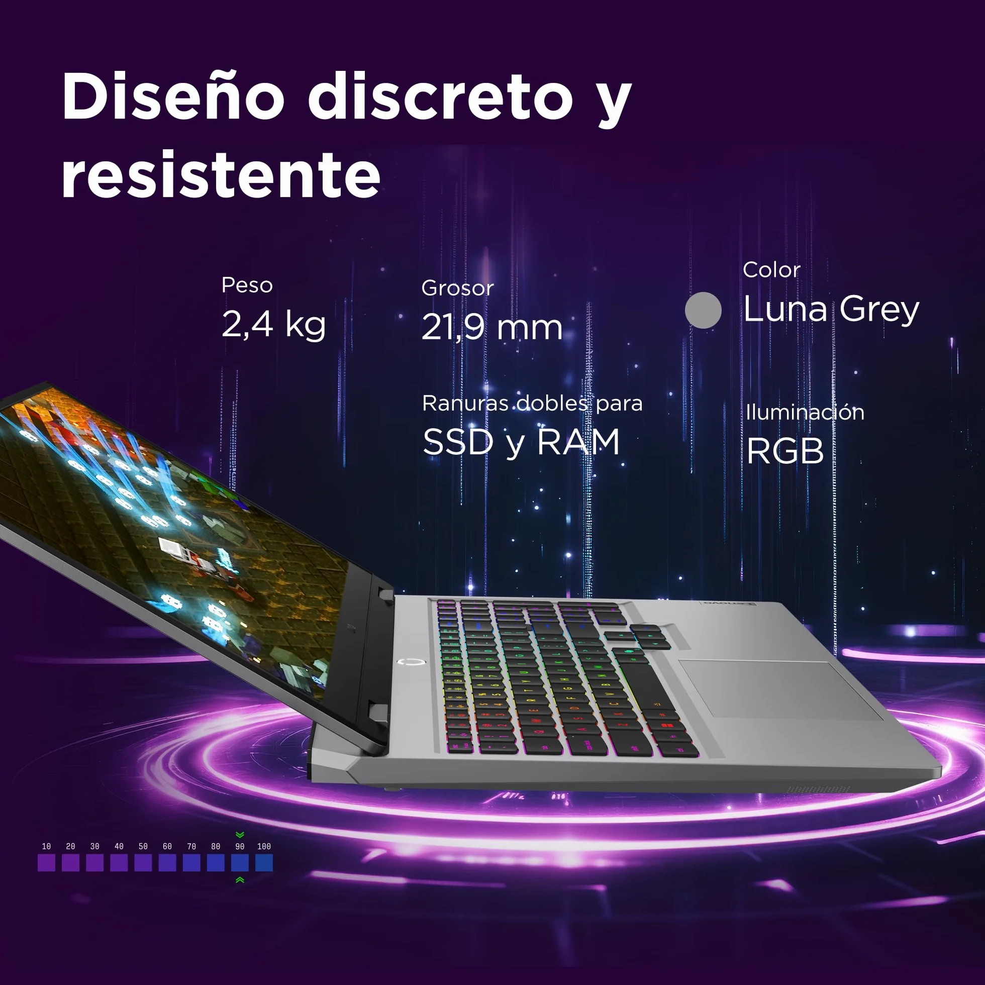 Lenovo LOQ Gen 10 - Portátil Gaming IA 15.6" FHD (Intel Core i7-13650HX, NVIDIA GeForce RTX 5060, 32 GB RAM, 1 TB SSD, 144 Hz, Wi-Fi 6, Sin Sistema Operativo) QWERTY RGB 24 Zonas Español - Gris