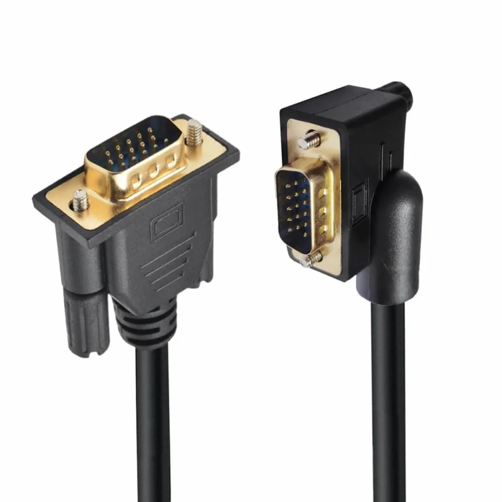 CY Cable 90 grados ángulo izquierdo VGA RGB macho a recto macho extensión 3COAX+6C para monitor proyector computadora