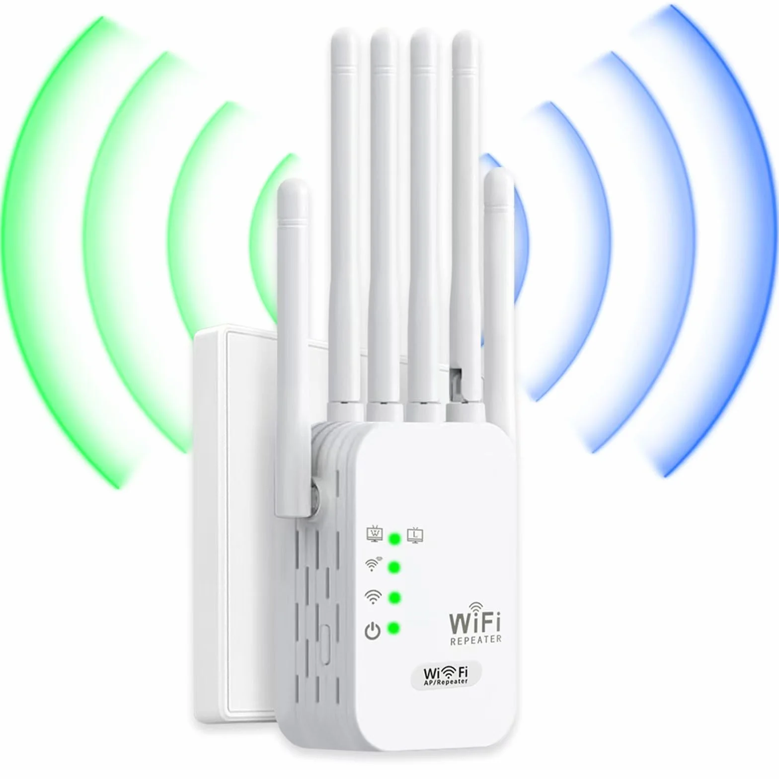 Ampliador de Señal WiFi 1200Mbps, Repetidor Inalámbrico 5G/2.4GHz Seis Antenas, Dos Puertos LAN, Ideal para Ampliar Cobertura en Hogar y Negocio,fácil de Instalar