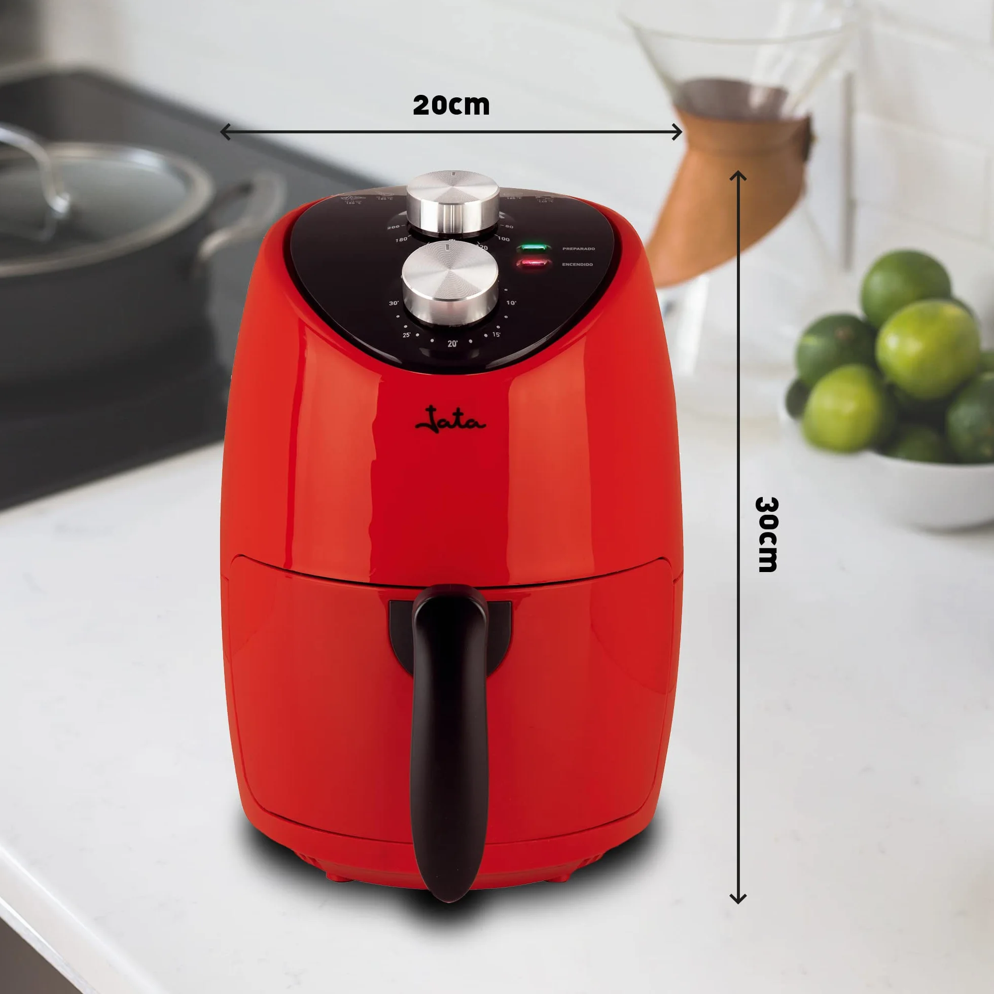 JATA JEFR1222 Freidora de Aire 2 L sin Aceite 200ºC Air Fryer Compacta