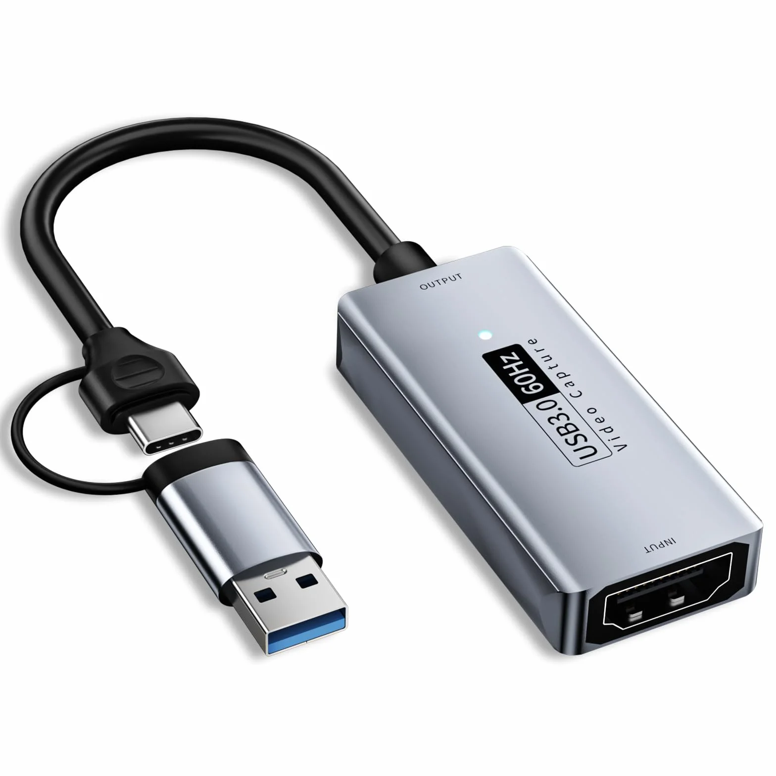 capturadora Video Newhope, capturadora HDMI a USB/USB C 3.0, 1080P HD 60fps Grabber de Audio de Video en Vivo y grabación para Juegos, transmisión, enseñanza, videoconferencia