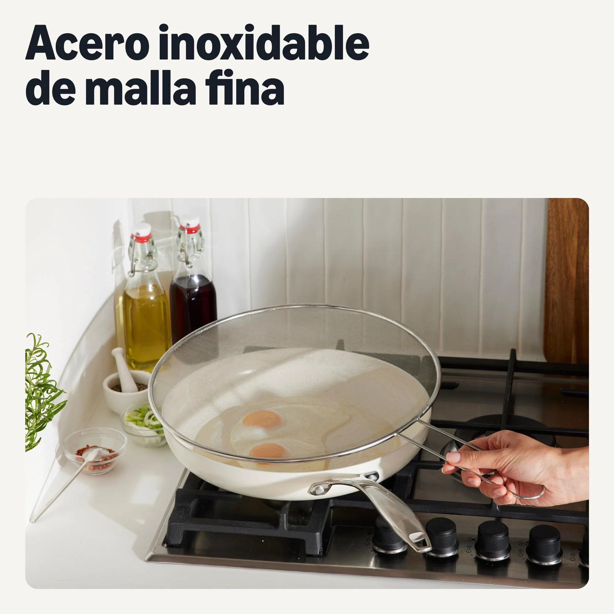Amazon Basics Protector de Salpicaduras para Sartén 33,0cm Acero Inoxidable Apto para Lavavajillas