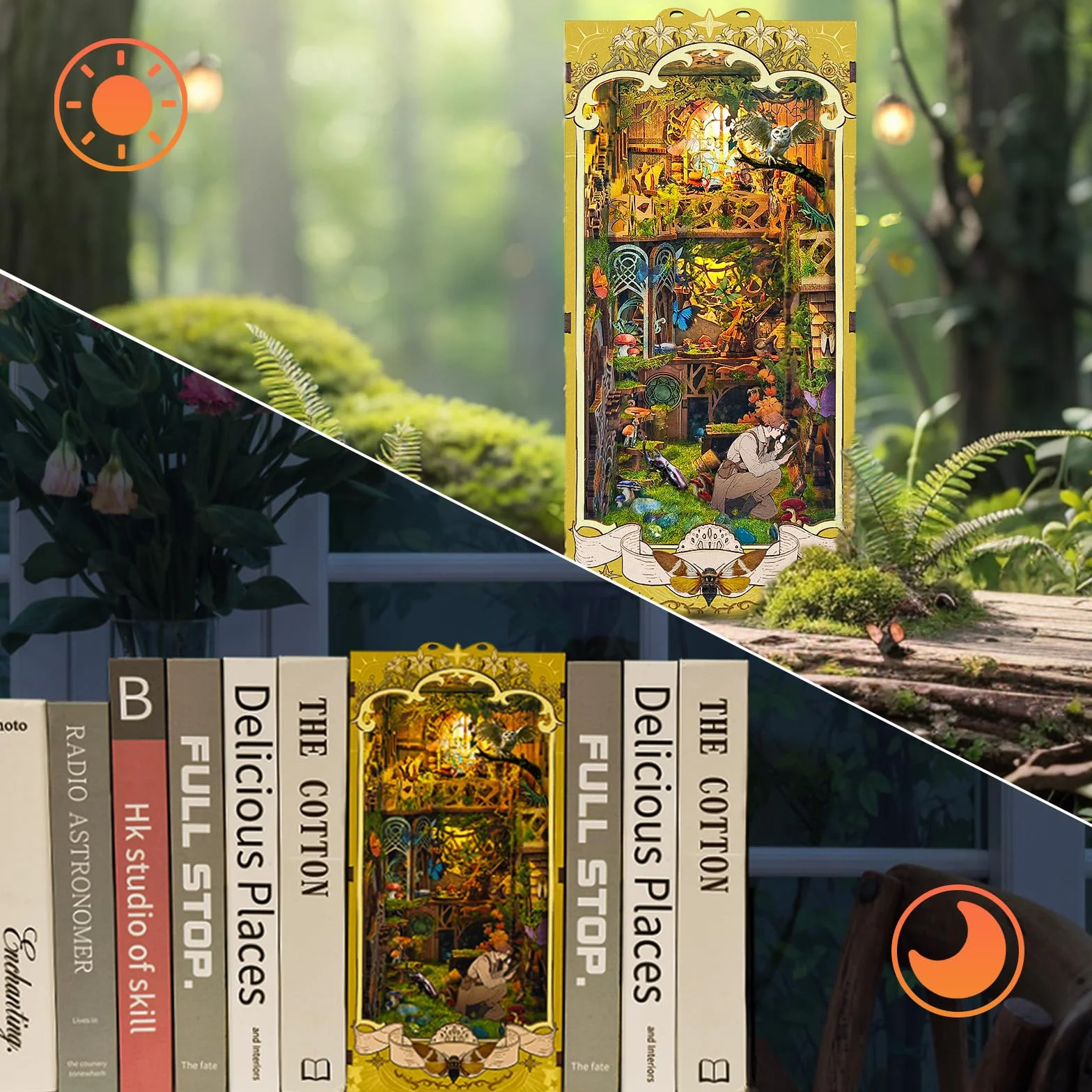 Ulikey Book Nook Kit DIY Miniatura de Madera con Luces LED