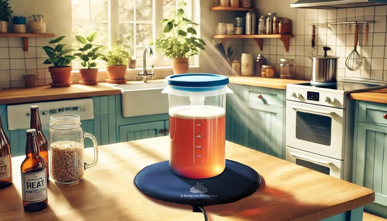 Cojín calefactor para fermentación con termómetro cerveza vino licores