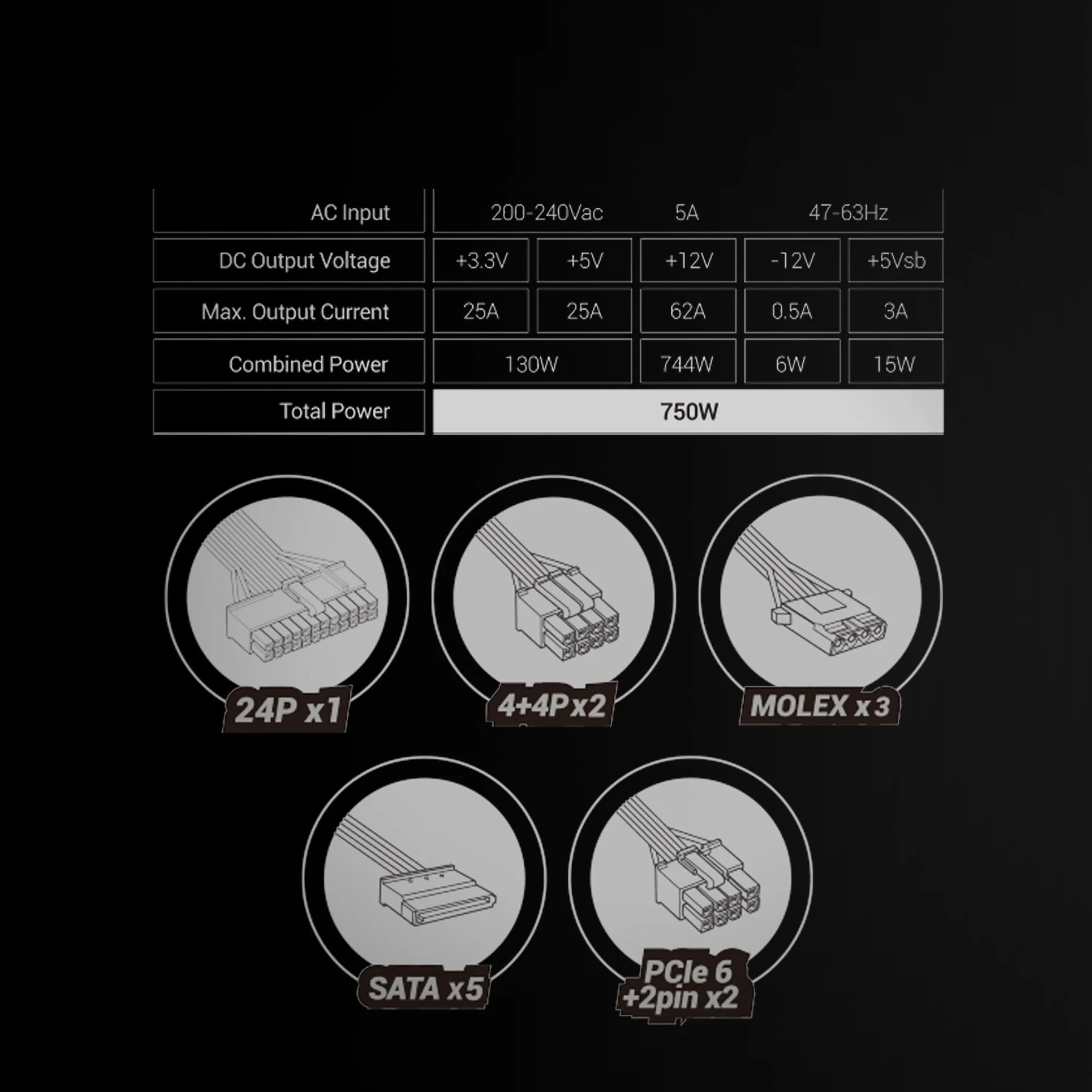 Mars Gaming MPB750SIM, Fuente Alimentación Full Modular ATX 750W, 7 Años Garantía, 80Plus Bronze 230V EU, 90% Eficiencia, Ventilador SI Extreme Silence 140mm, Tecnologías AI2-RPM, DC-DC y SMD, Negro