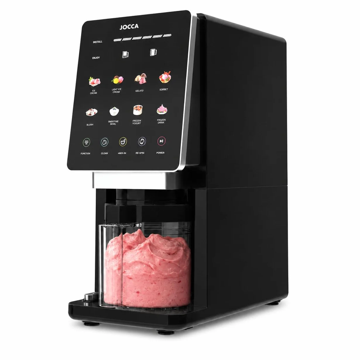 JOCCA - Máquina de Helados/Heladera Multifunción con 11 Programas, Función Limpieza, Procesamiento Rápido, Pantalla LED Táctil, Prepara hasta 1,95L de helado con sus 3 recipientes