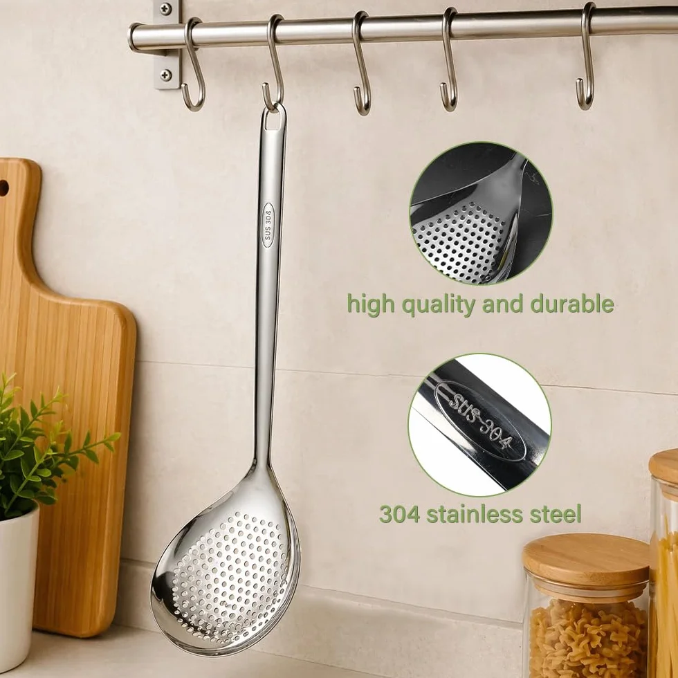 YunBey Juego de Utensilios para Pasta de Acero Inoxidable 304, Pinza para Espaguetis, Cuchara y Espumadera