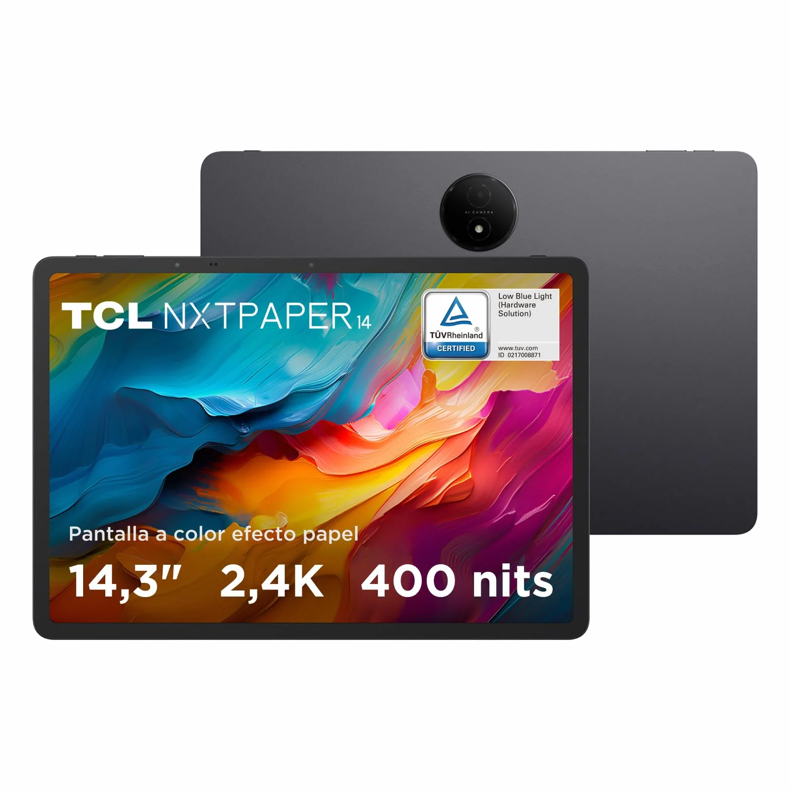 TCL NXTPAPER 14 WiFi Tablet 14.25" 2.4K Octa-Core 8GB RAM 256GB 10000mAh Batería Carga rápida 33W Android 14 Gris