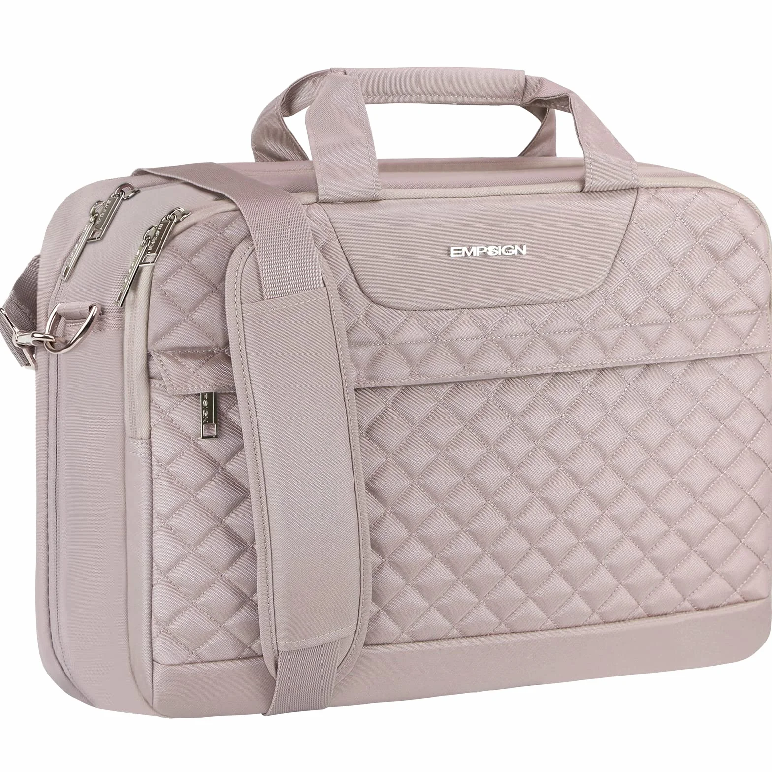 EMPSIGN Bolsa para Portátil de 17 Pulgadas, Maletín de Gran para Mujeres y Hombres, Viajes de Oficina de Negocios, Impermeable, Bolsa de Computadora Portátil con Bolsillos RFID, Rosa Polvoriento