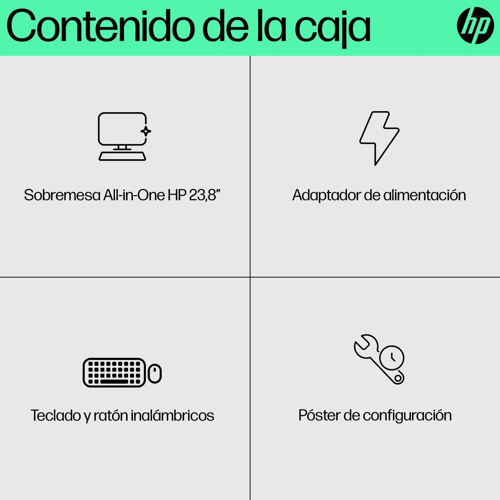 HP All-in-One 24-cr0007ss - Ordenador de sobremesa 23,8" Full HD con cámara, Teclado y ratón inalámbricos (AMD Ryzen 5 7520U, 16GB RAM, 512GB SSD, AMD Radeon Graphics, Windows 11 Home) Blanco