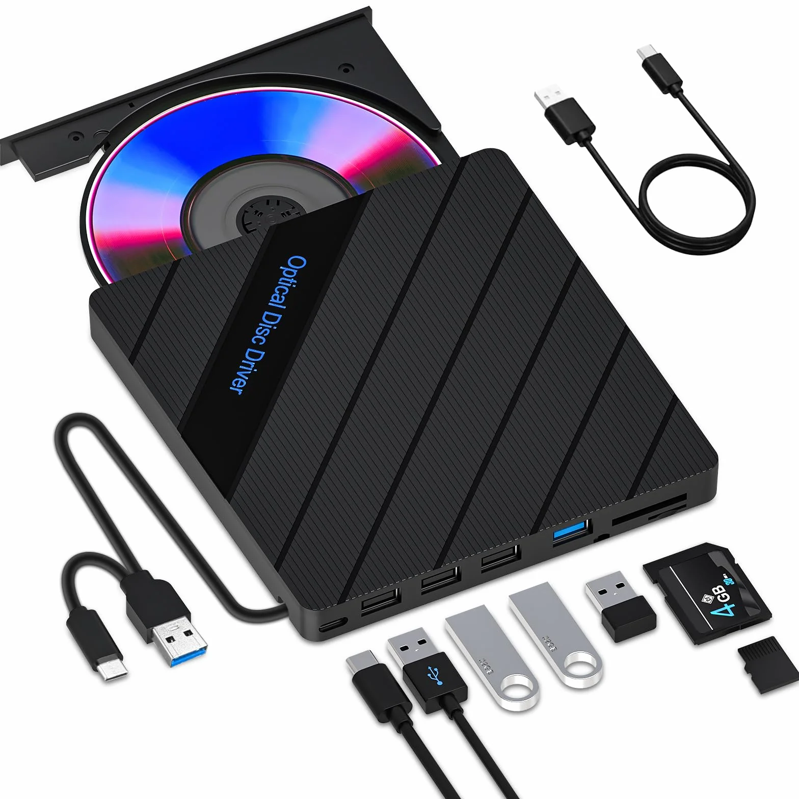 Beizkna Unidad externa de CD y DVD para ordenador portátil, USB 3.0, tipo C, portátil, grabadora CD+/-RW, lector de escritor, reproductor de discos externos, para PC, escritorio, MacBook, iMac